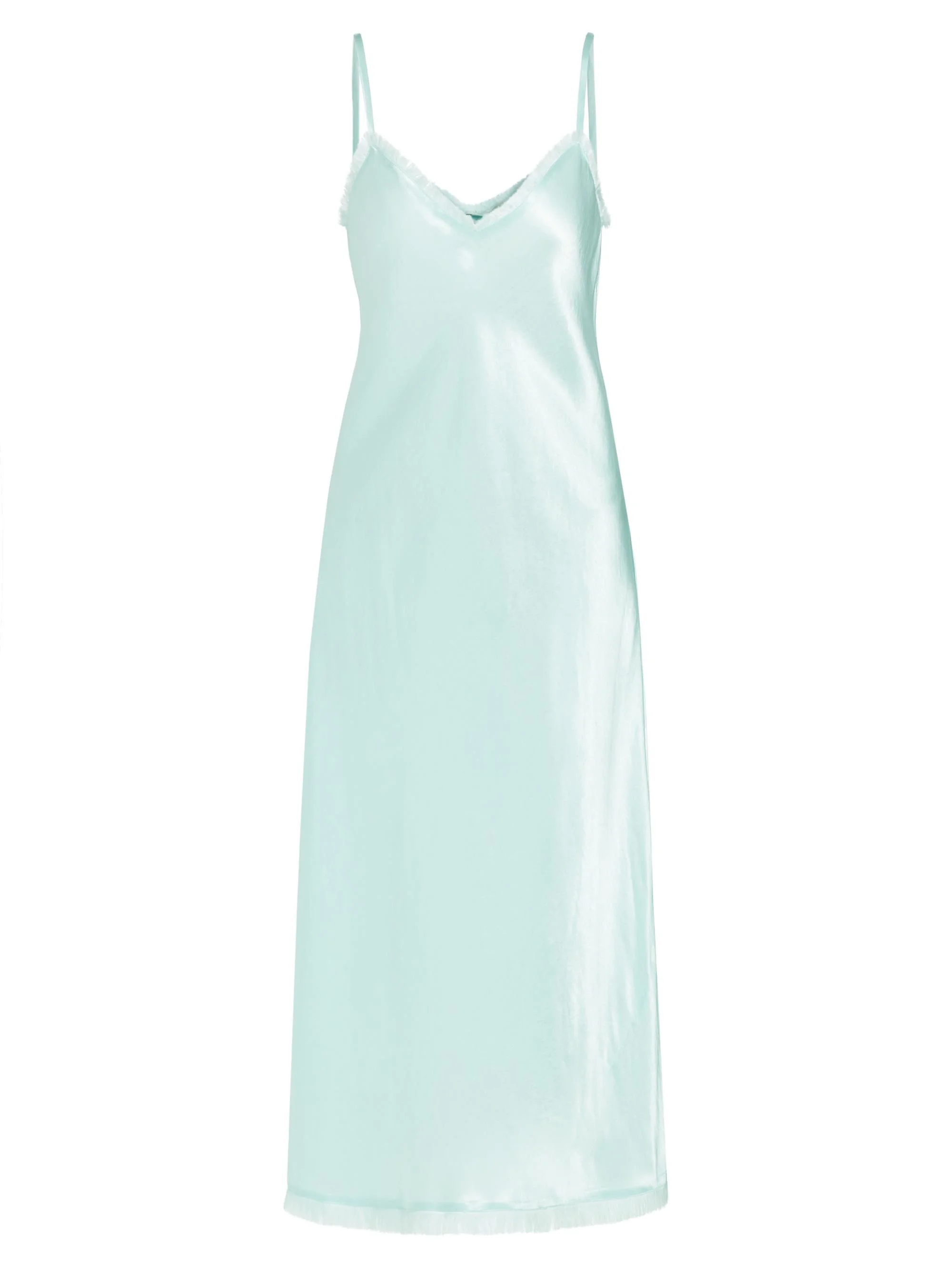 Women's Satin Frayed-Edge Cami Midi-Dress - Sea Star - 1