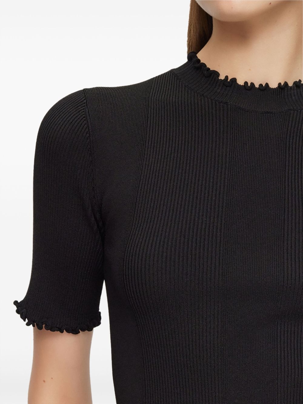 ruffle-trim ribbed-knit top - 5
