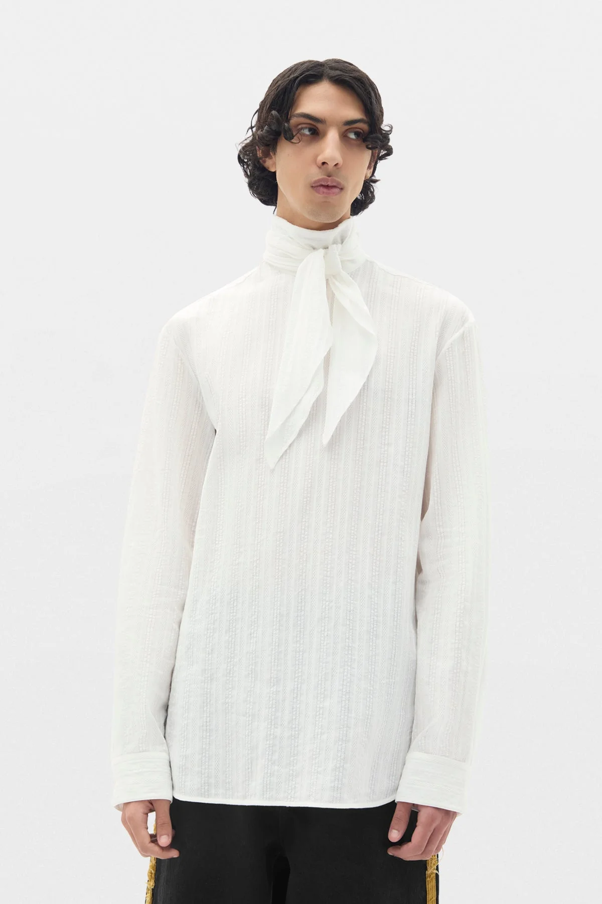 Stellan Open Back Bow Tie Collar Top - 1