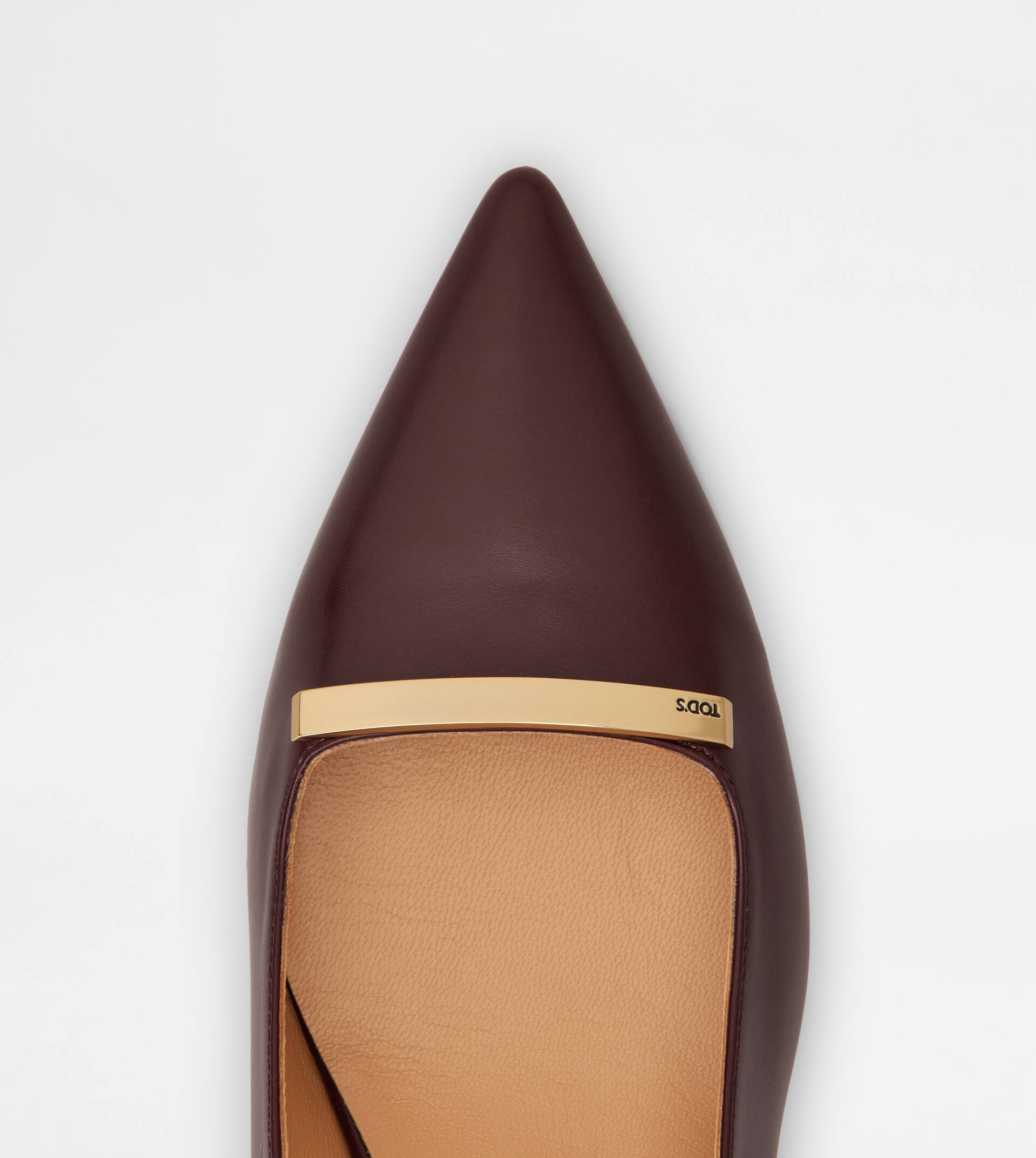 SLINGBACK PUMPS IN LEATHER - BURGUNDY - 4
