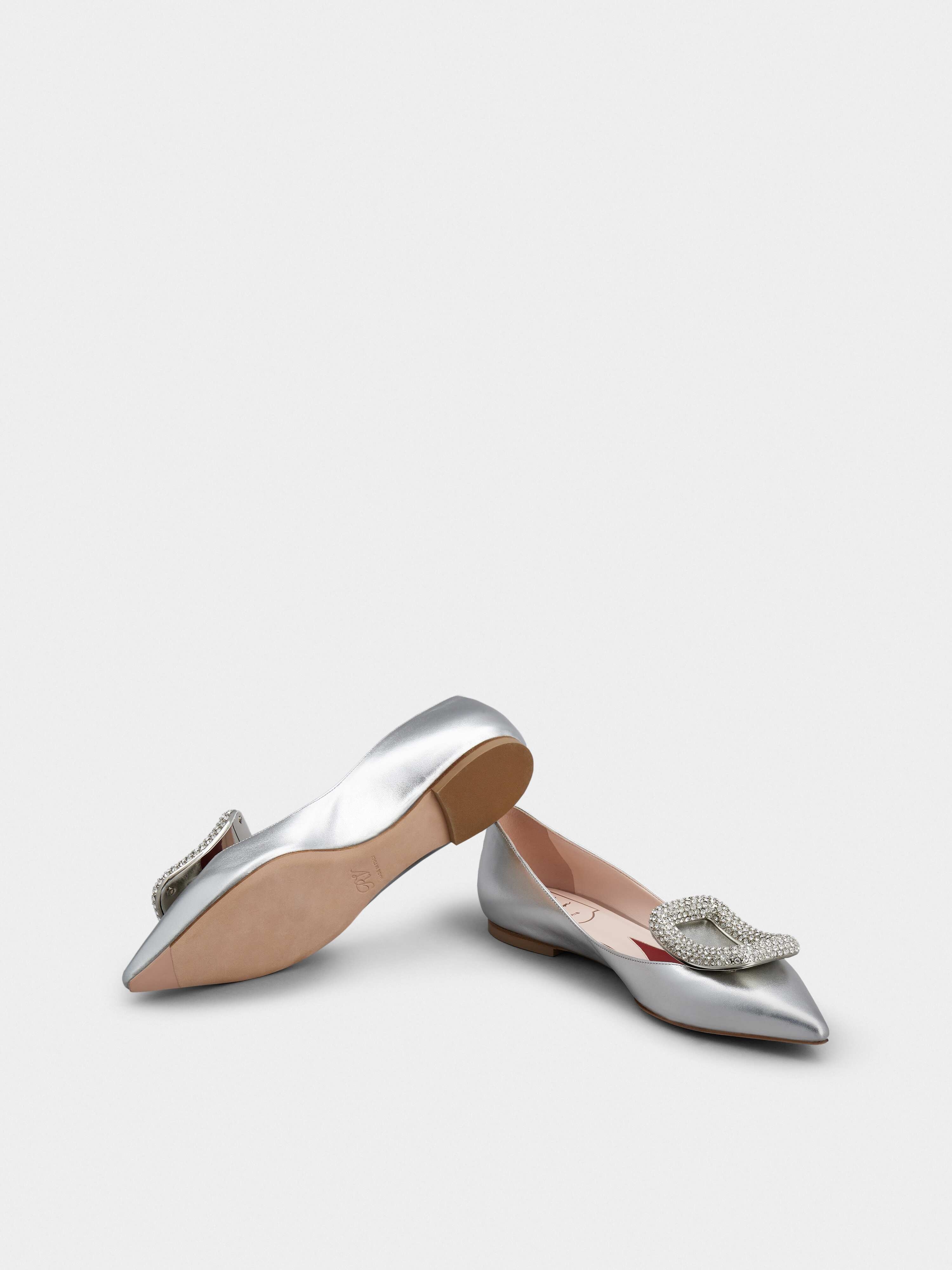 Viv' Choc Strass Buckle Ballerinas in Soft Leather - 6