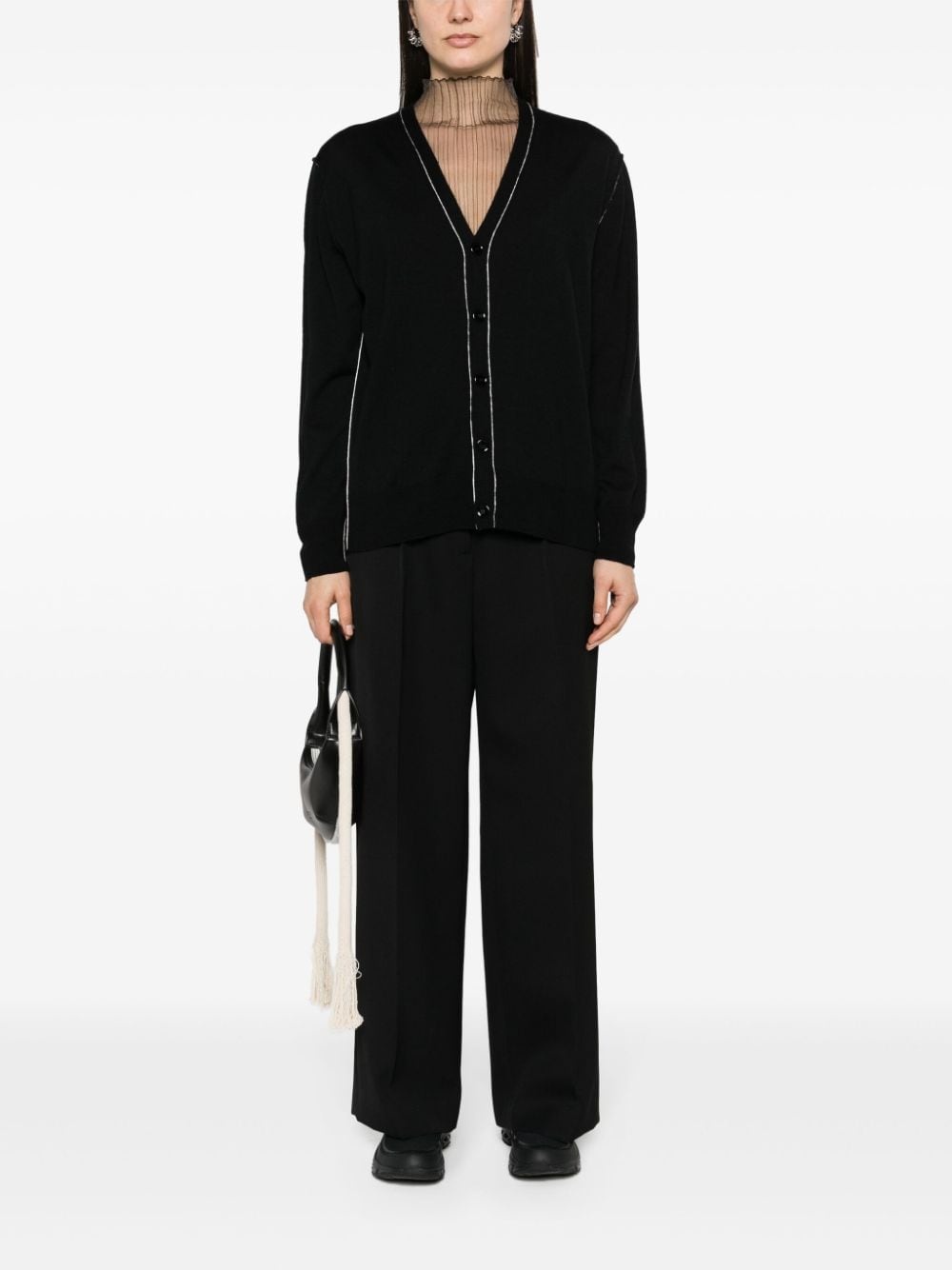 exposed-seam knit cardigan - 3