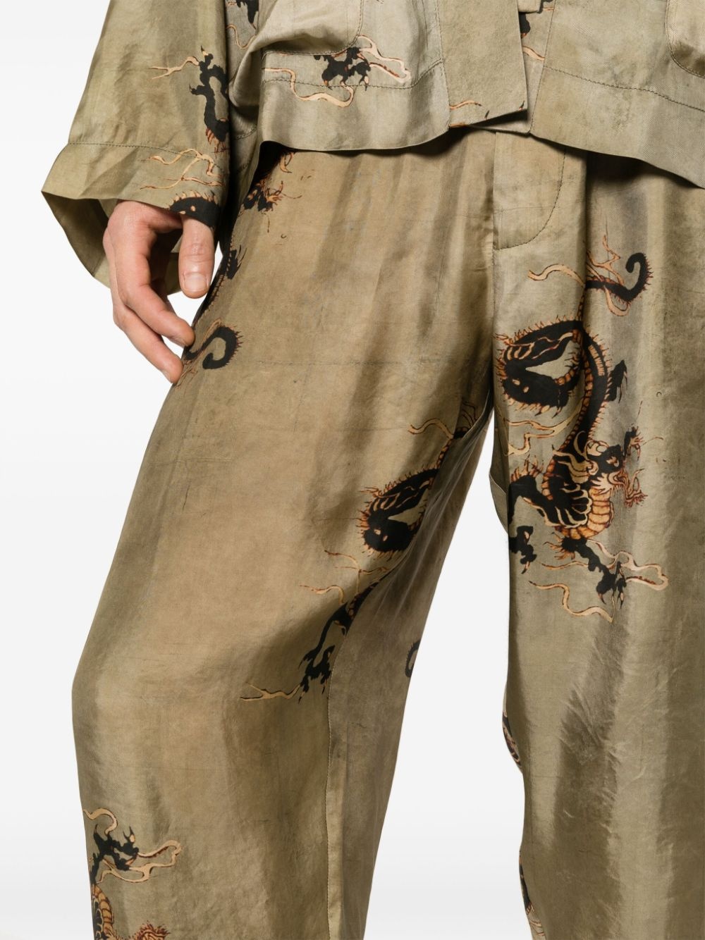 dragon-print tapered trousers - 5