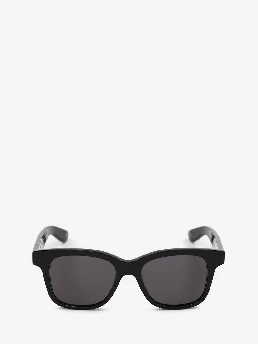 Men's McQueen Angled Rectangular Sunglasses in Black - 1