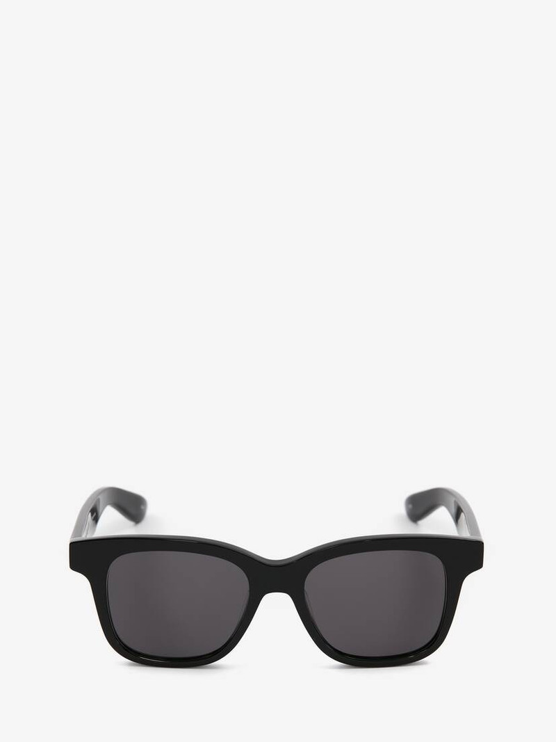 Men's McQueen Angled Rectangular Sunglasses in Black 1