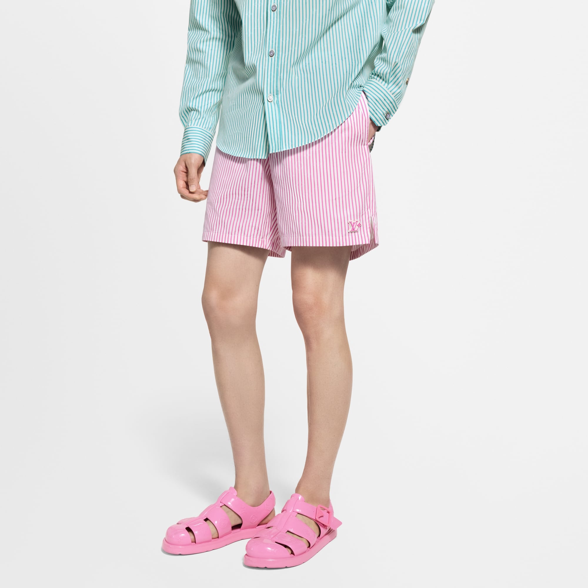 Monogram Striped Casual Shorts - 2