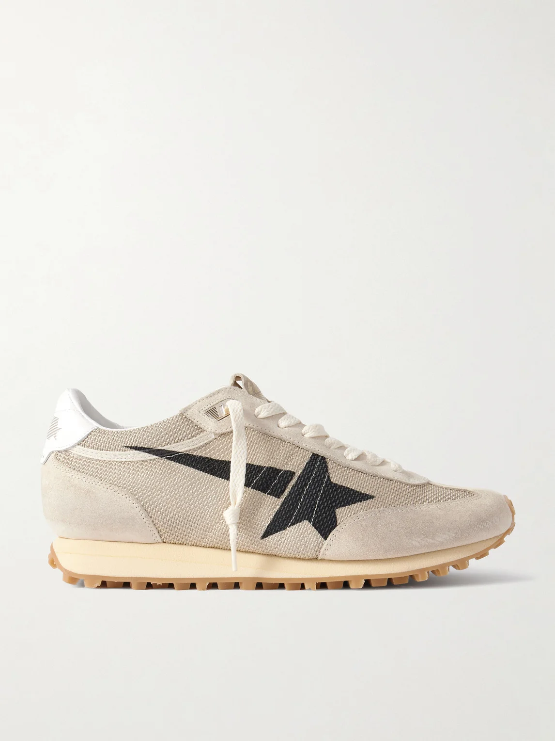 Marathon Distressed Suede-Trimmed Printed Mesh Sneakers - 1