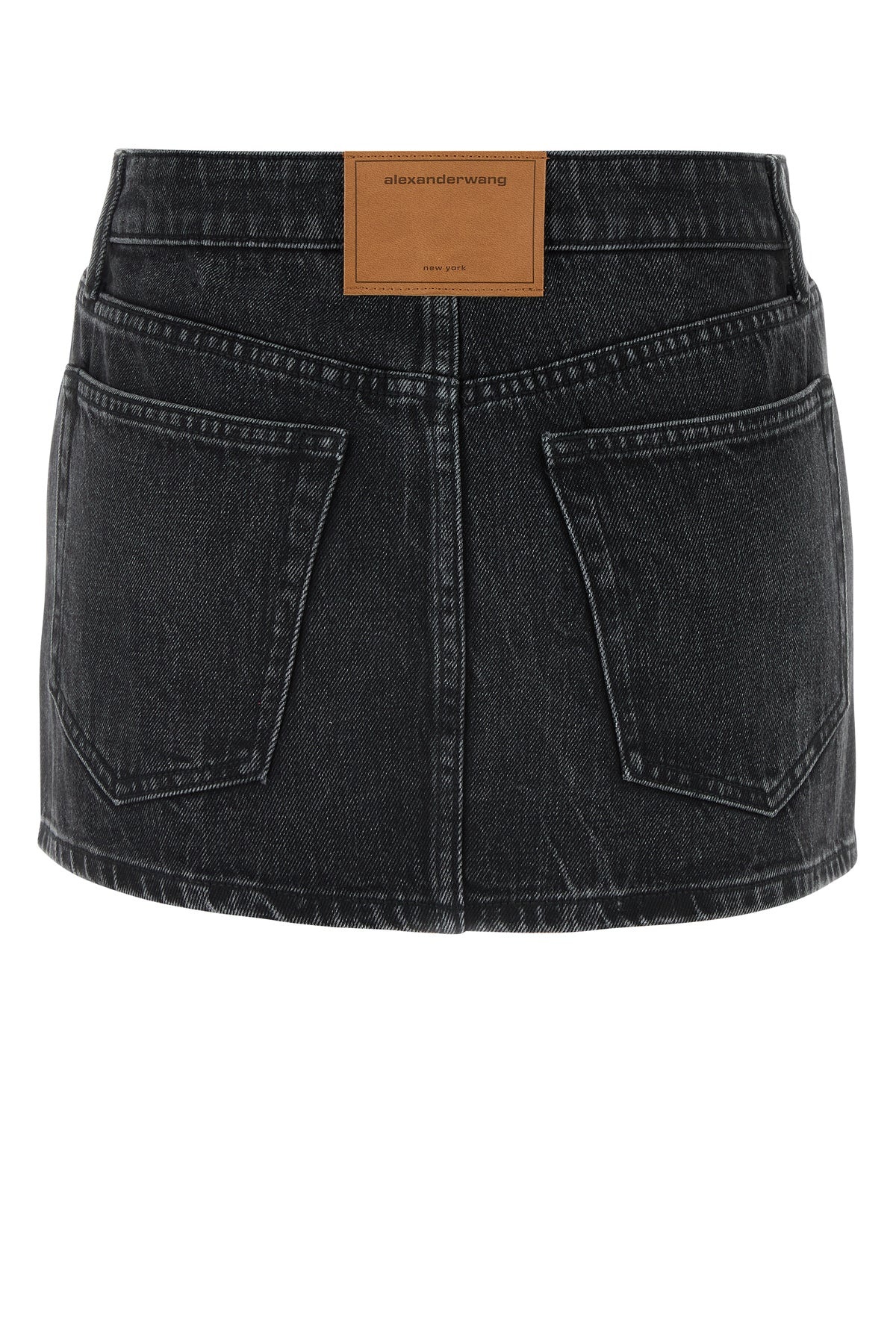 Dark grey denim mini skirt - 2
