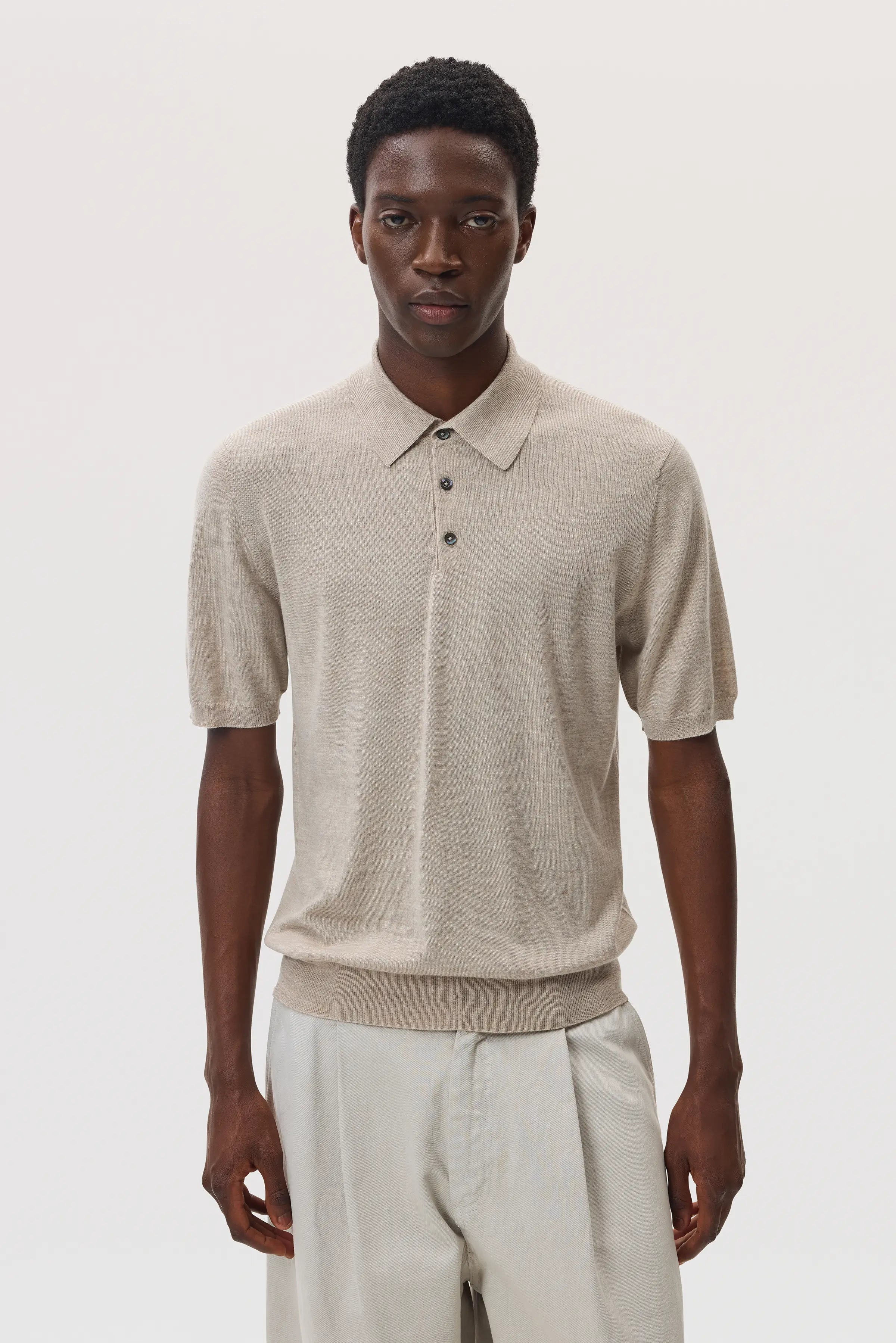 Superfine Merino Natural Polo Shirt - 1
