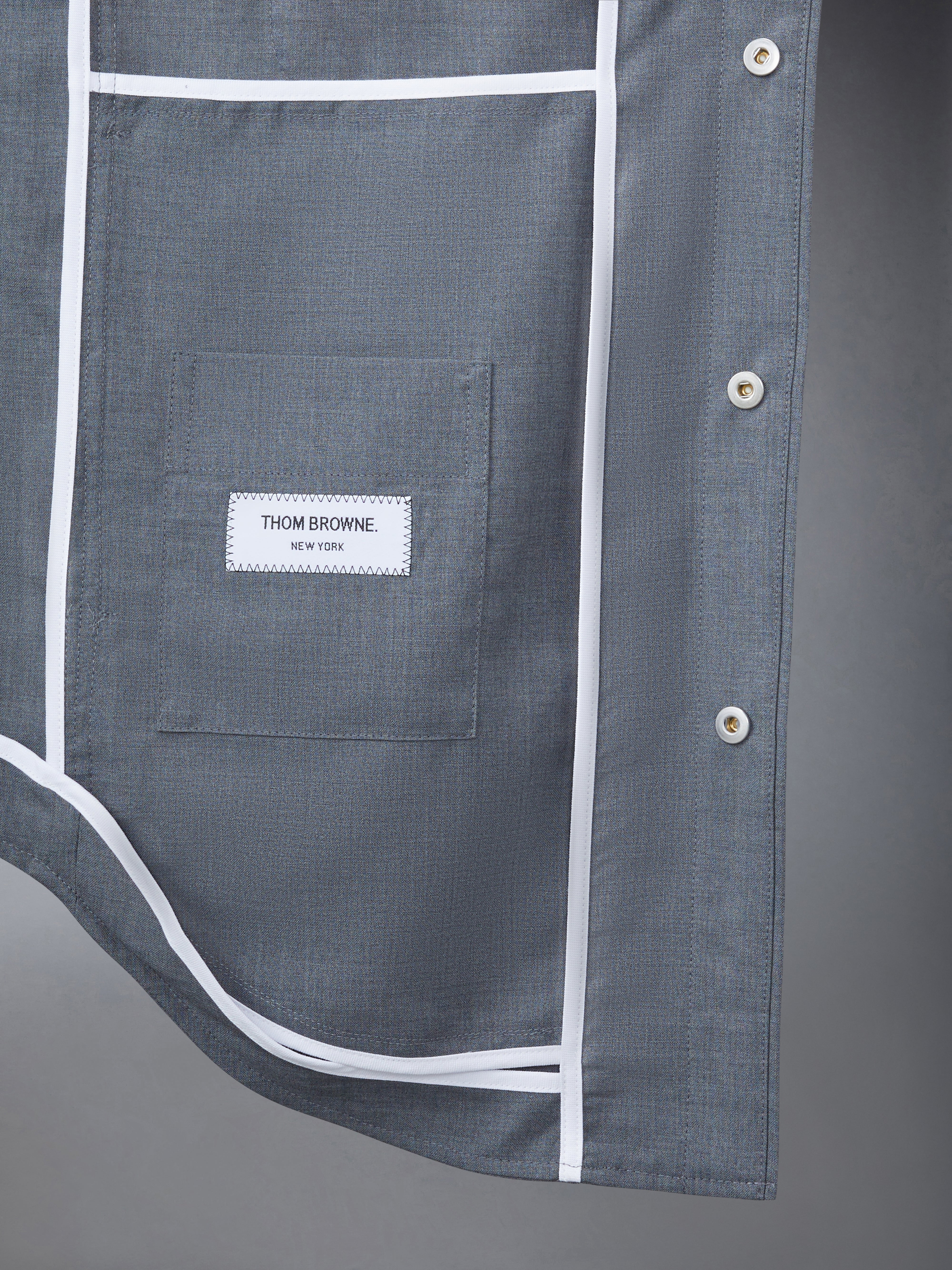 Medium Grey Wool Snap Front 4-Bar Shirt Jacket - 5