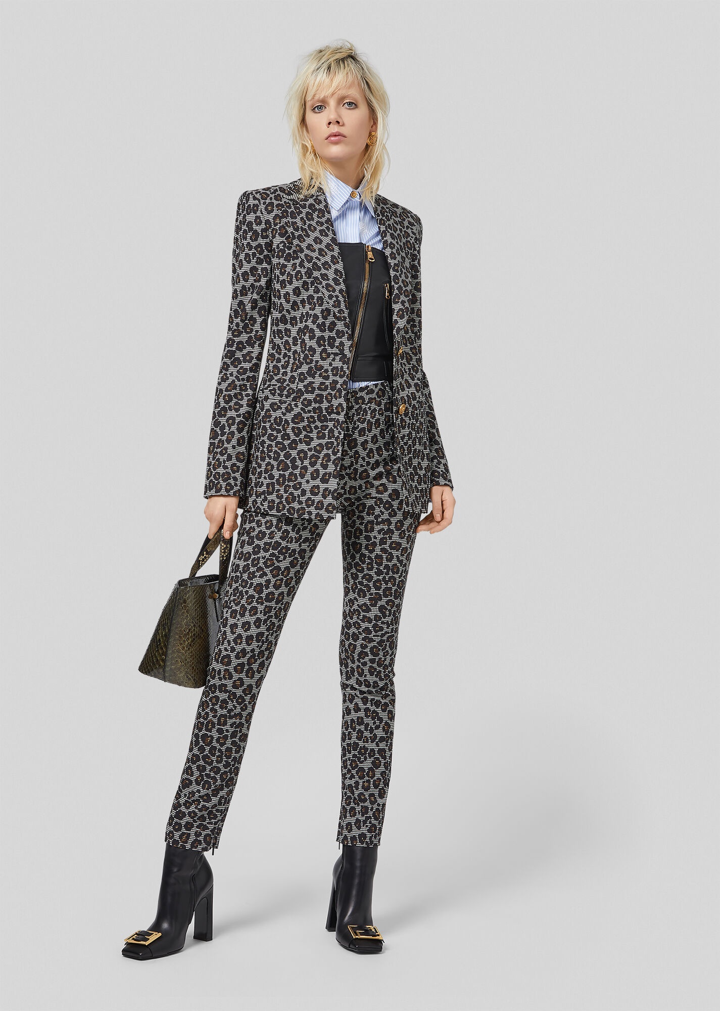 Animalier Houndstooth Wool Blazer - 4