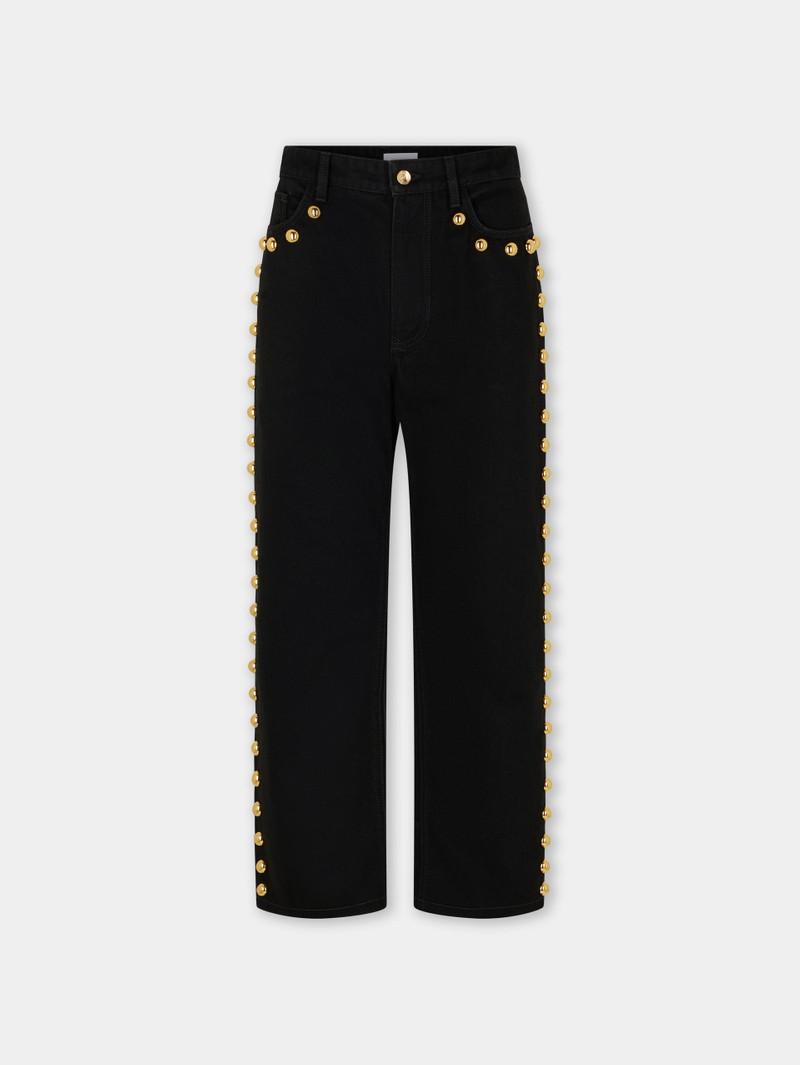 EMBELLISHED BOYFRIEND JEANS IN BLACK DENIM 1