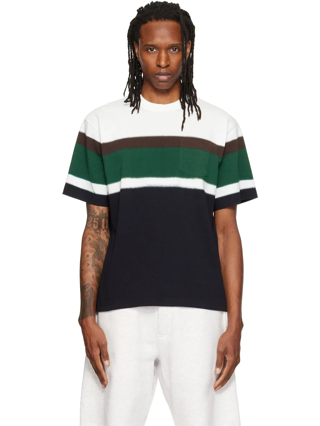 Black & White Chusen-Dyed Cotton Jersey T-shirt - 1