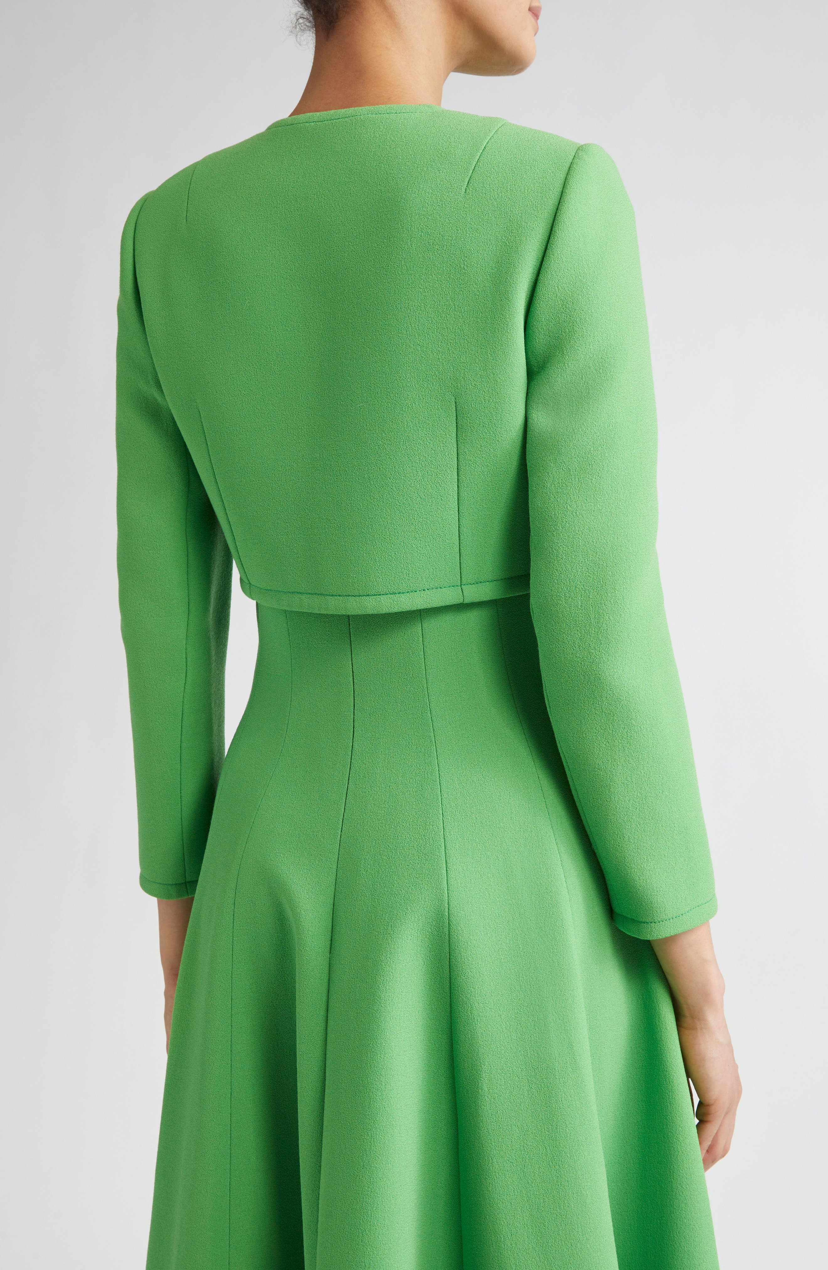 Emilia Wickstead Lizette Crop Wool Jacket in Fresh Green at Nordstrom - 3