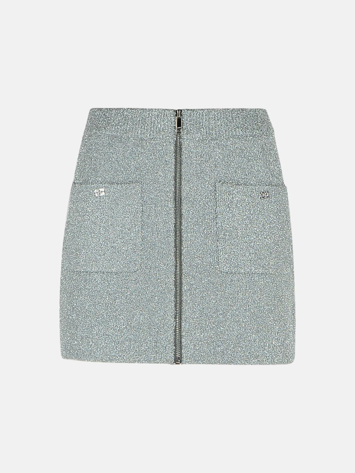 'SPARKLE' SILVER WOOL BLEND MINISKIRT - 1