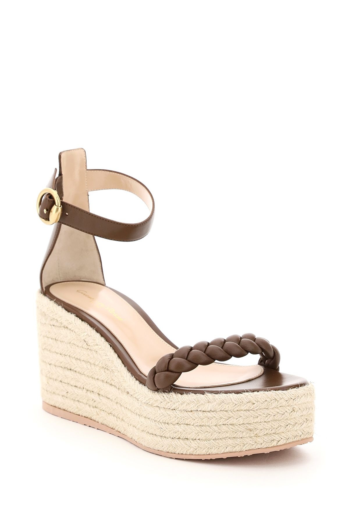 LEATHER SANDALS WITH ROPE PLATFORM - 4