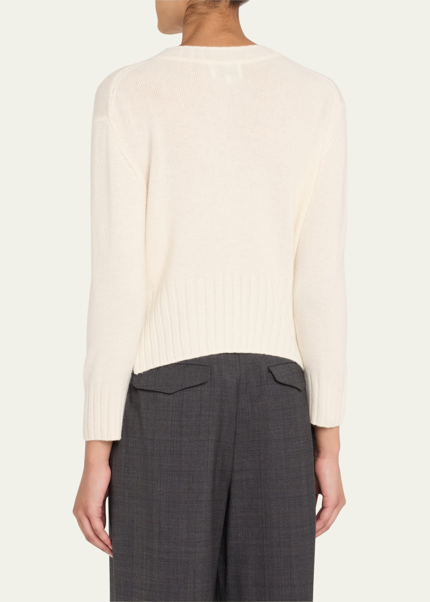 Mora Cashmere Crop Crewneck Sweater - 3