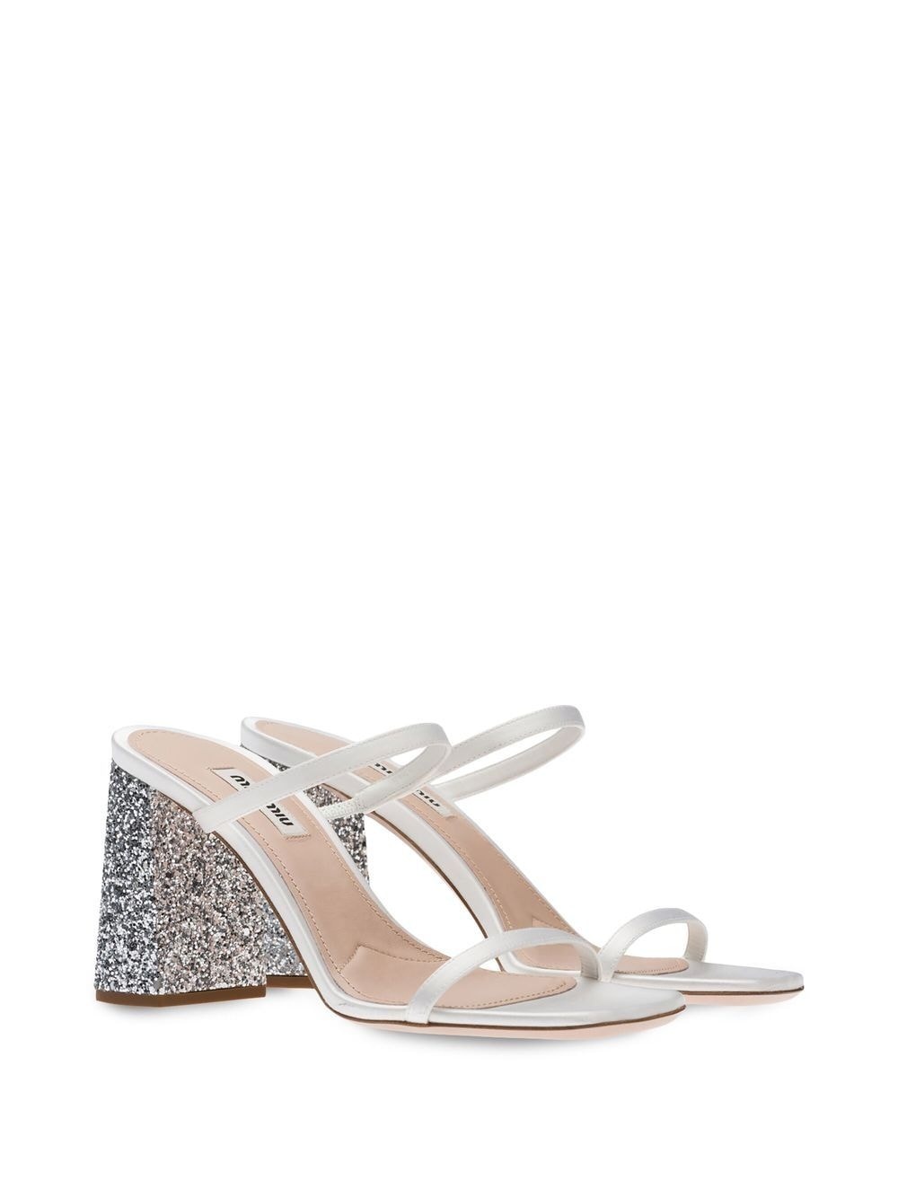 satin-finish glittered mules - 2