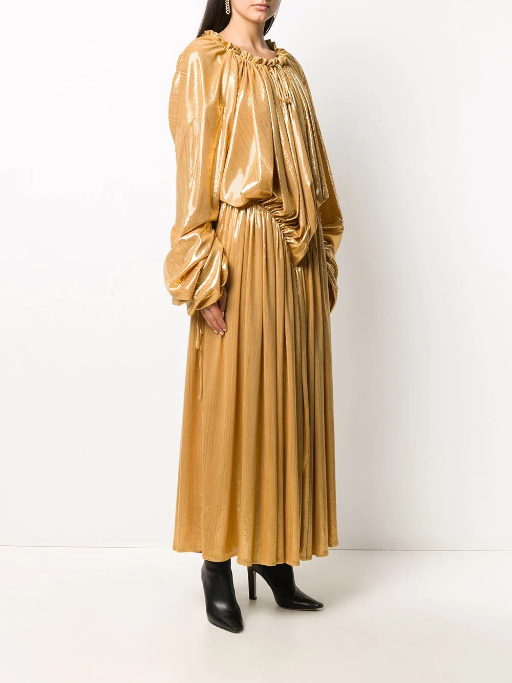 slouchy pleated metallic maxi dress - 3