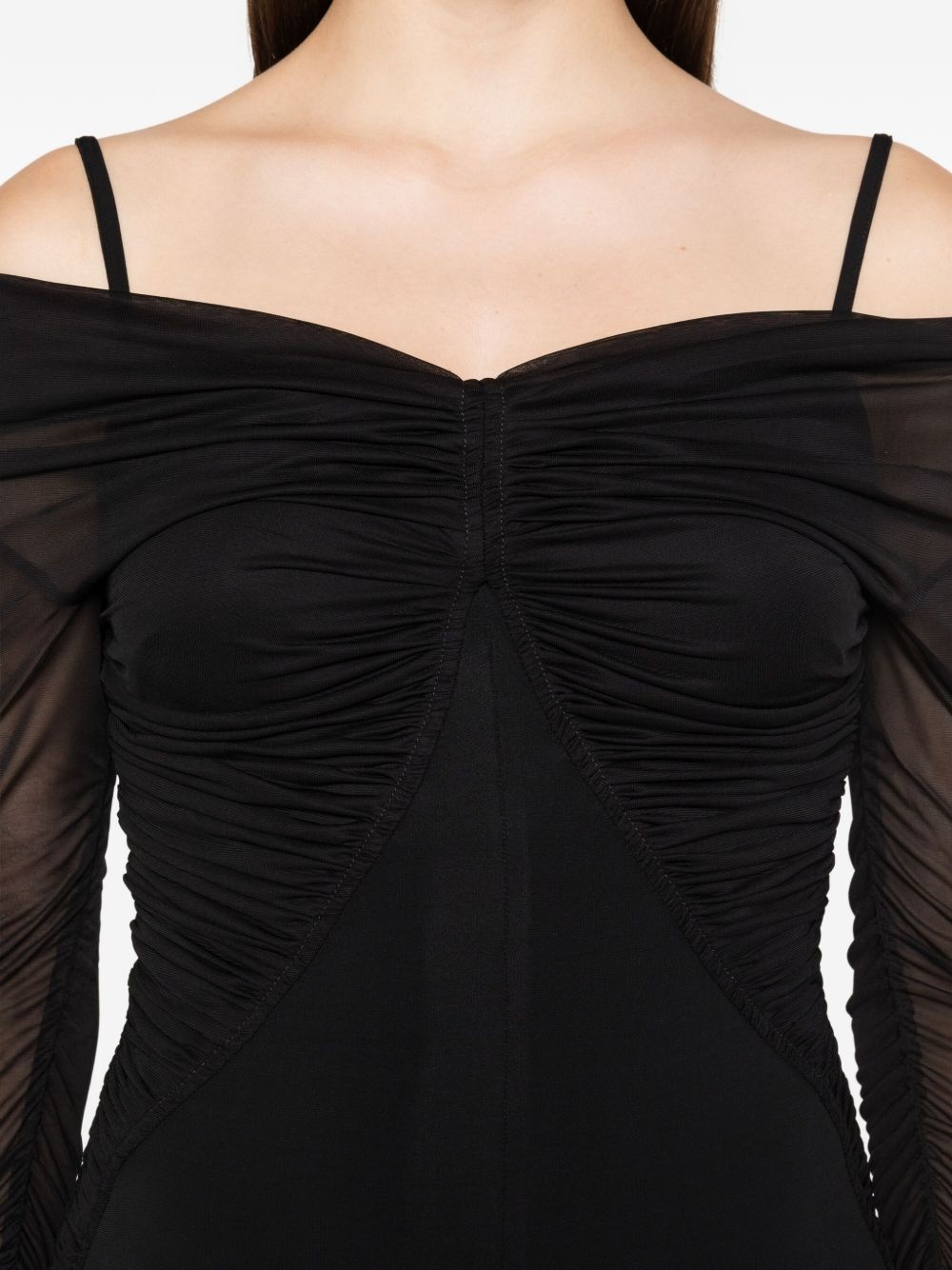 off-shoulder draped dress - 5