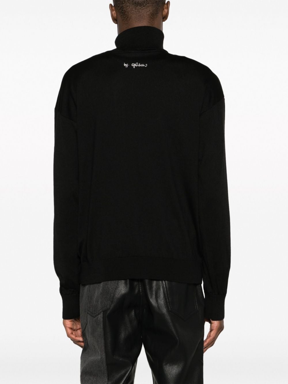 logo-embroidered roll-neck jumper - 4