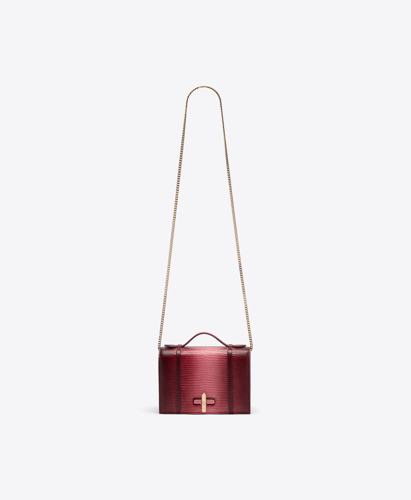 May Burgundy & Pink Gradient Embossed Leather Small Handbag 6