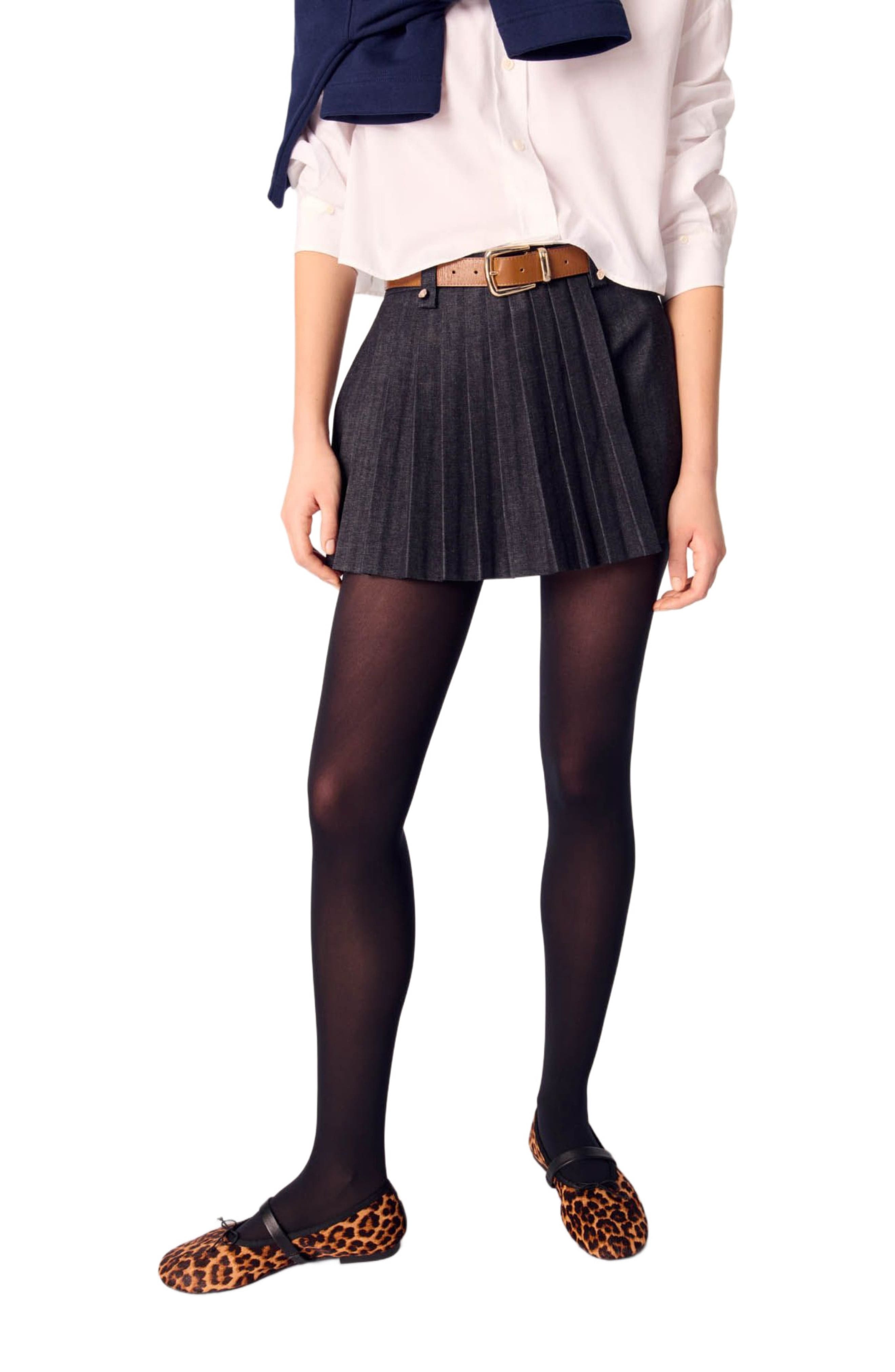maje Layered-effect pleated denim shorts in Black at Nordstrom - 6