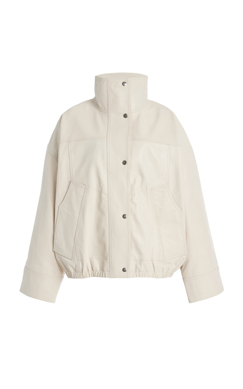 Leather Bomber Jacket ivory - 1