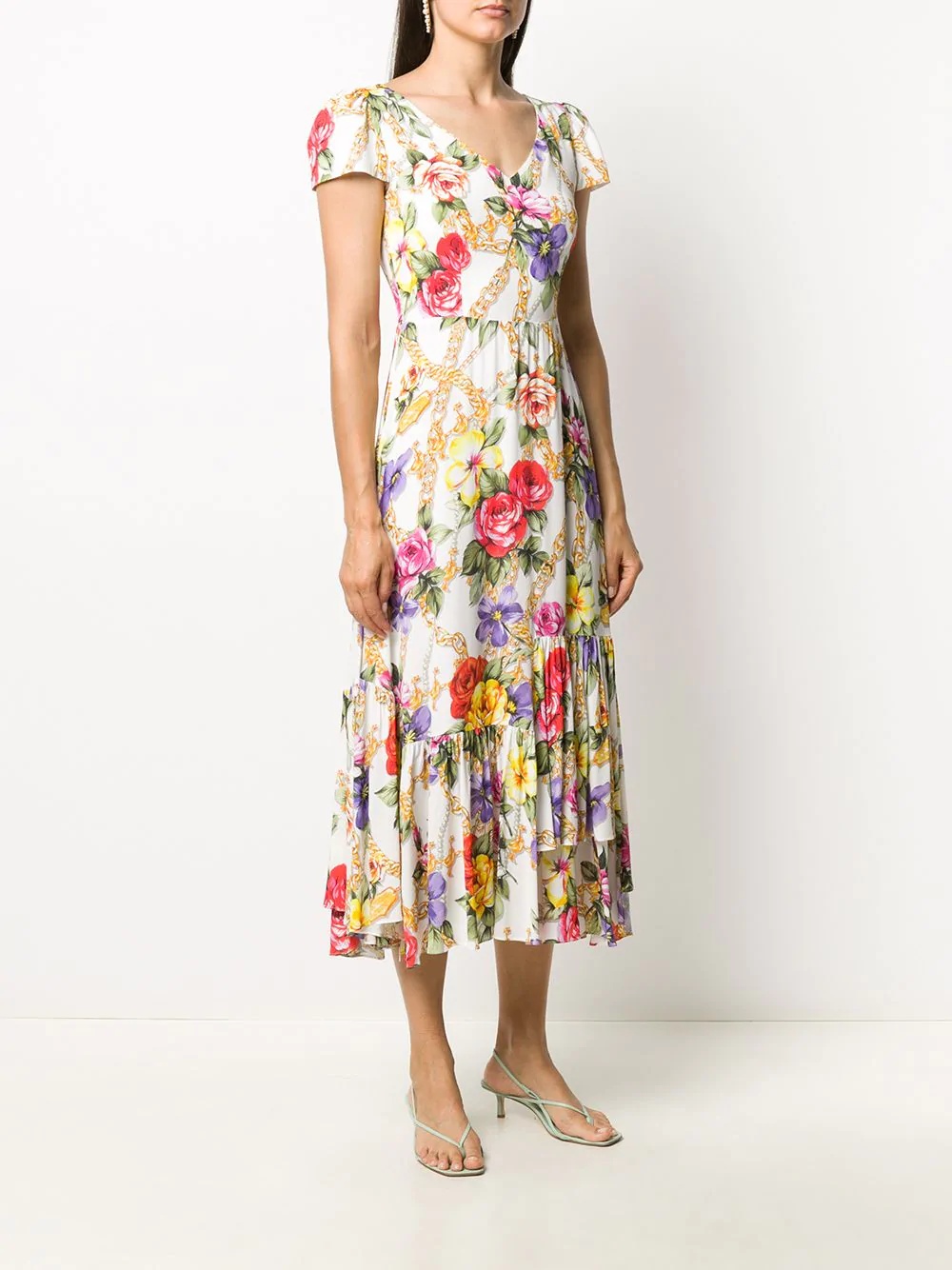 baroque floral print midi dress - 3