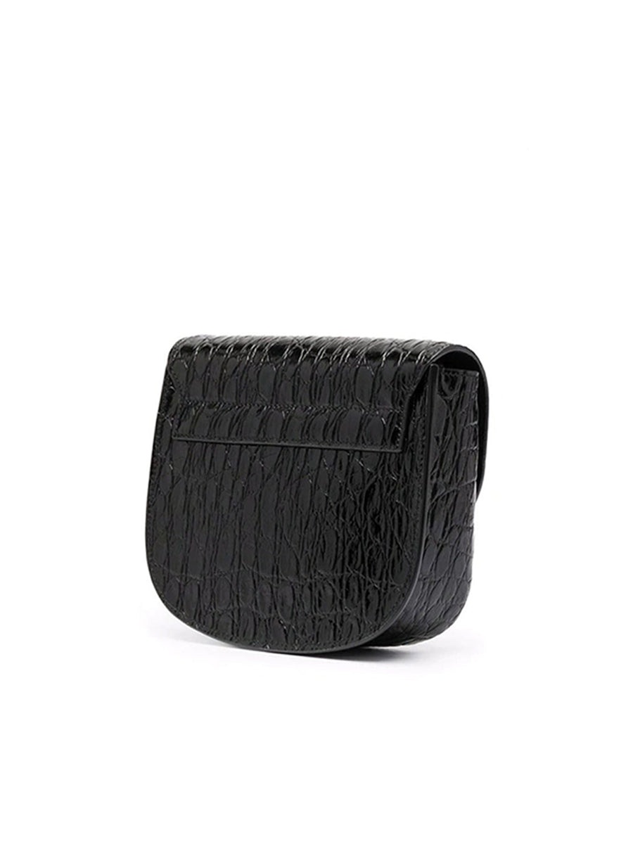 Kaia Small Satchel in Shiny Crocodile Embossed - 7