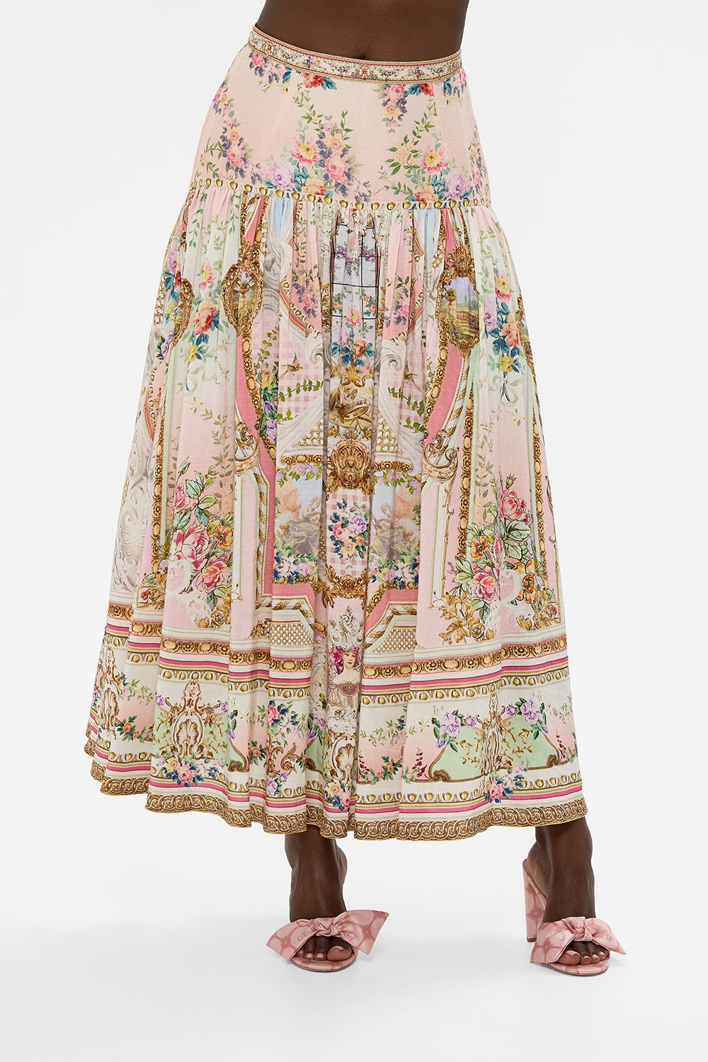 FITTED WAIST GATHERED SKIRT - 5