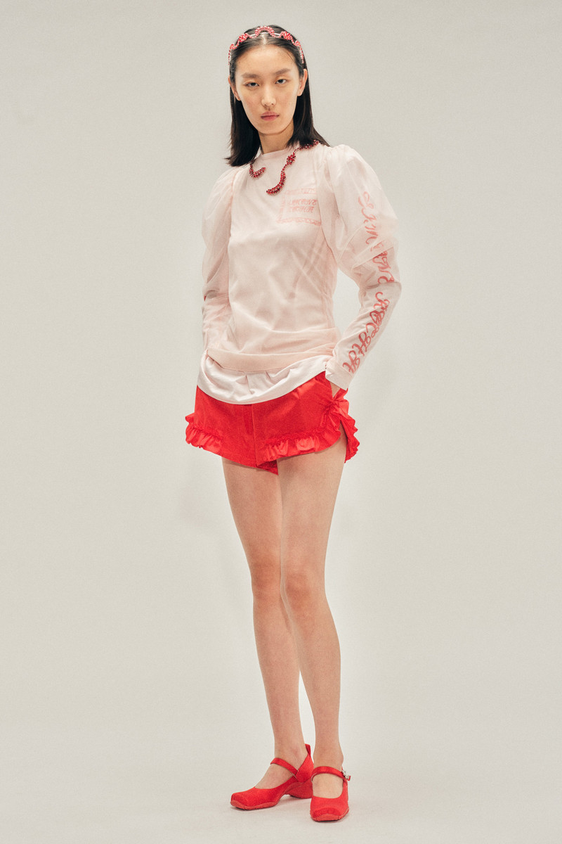 Embellished Sheer Draped Sleeve Top 3