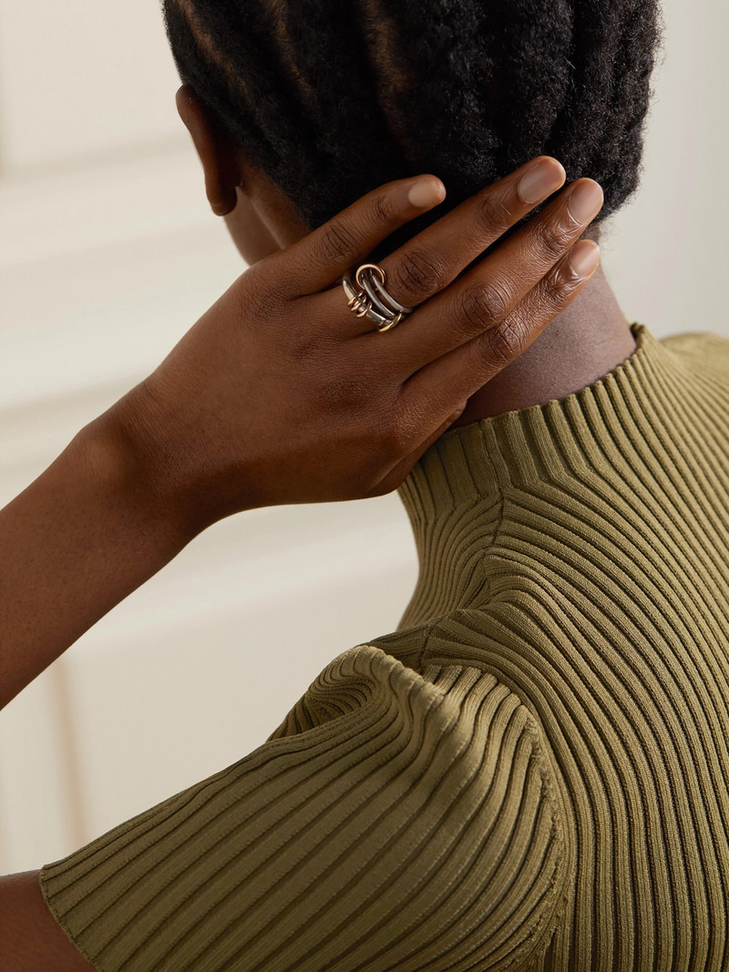 Spinelli Kilcollin Orion Set Of Three Sterling Silver And 18-karat Yellow And Rose Gold Rings outlook