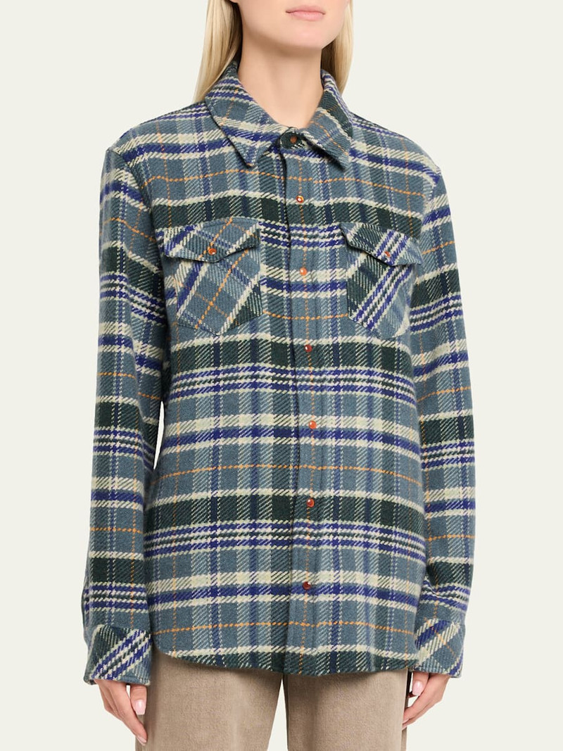 God’s True Cashmere Oceantide Plaid Cashmere Flannel Shirt outlook
