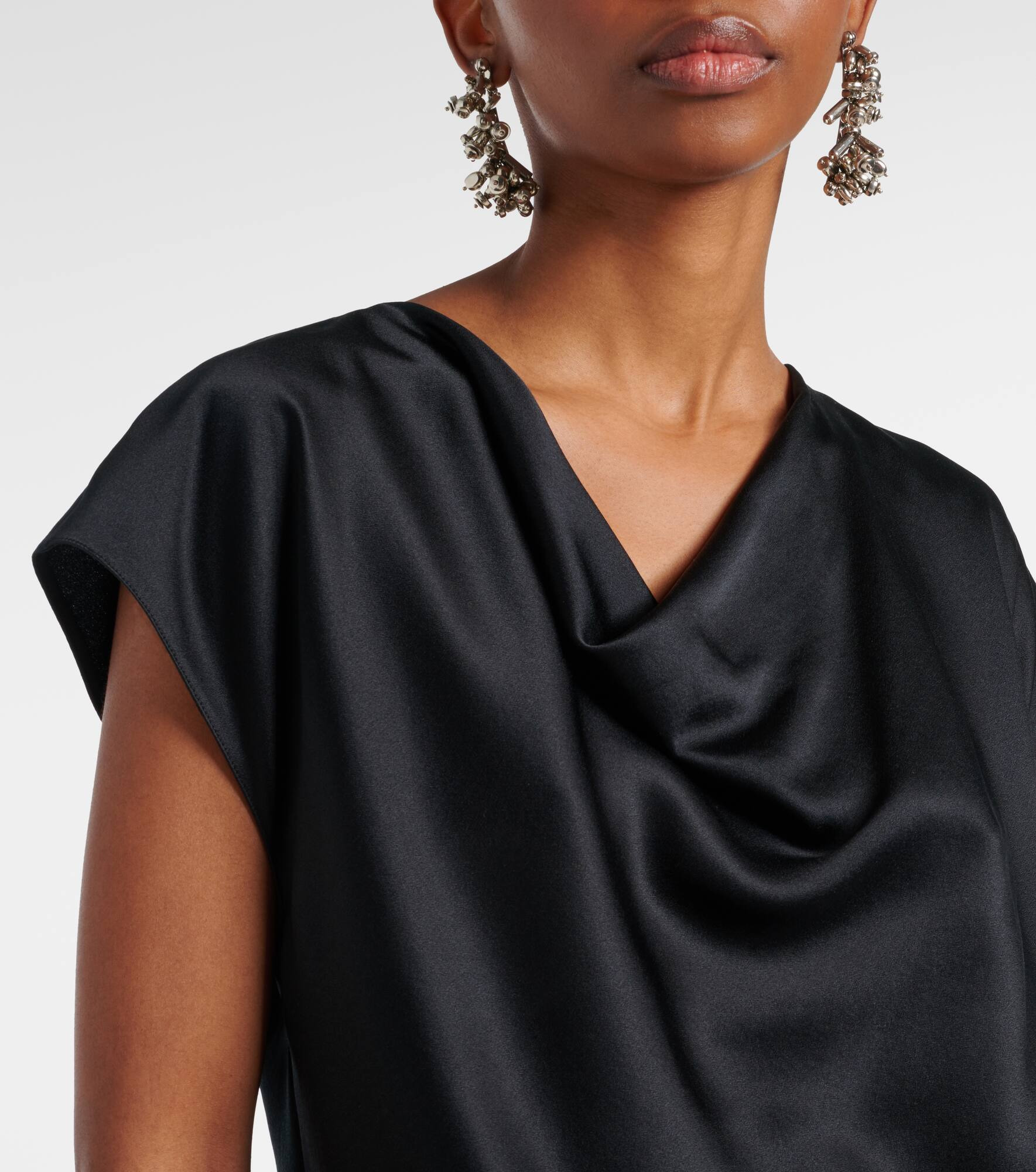 Draped silk satin top - 4