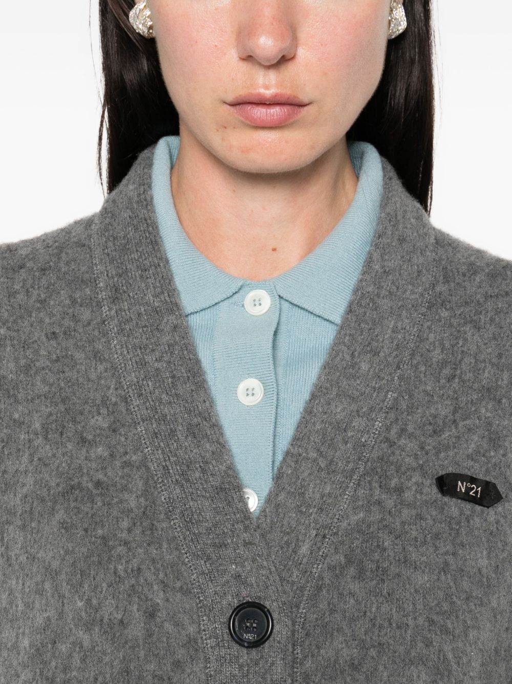 button-fastening cardigan - 5