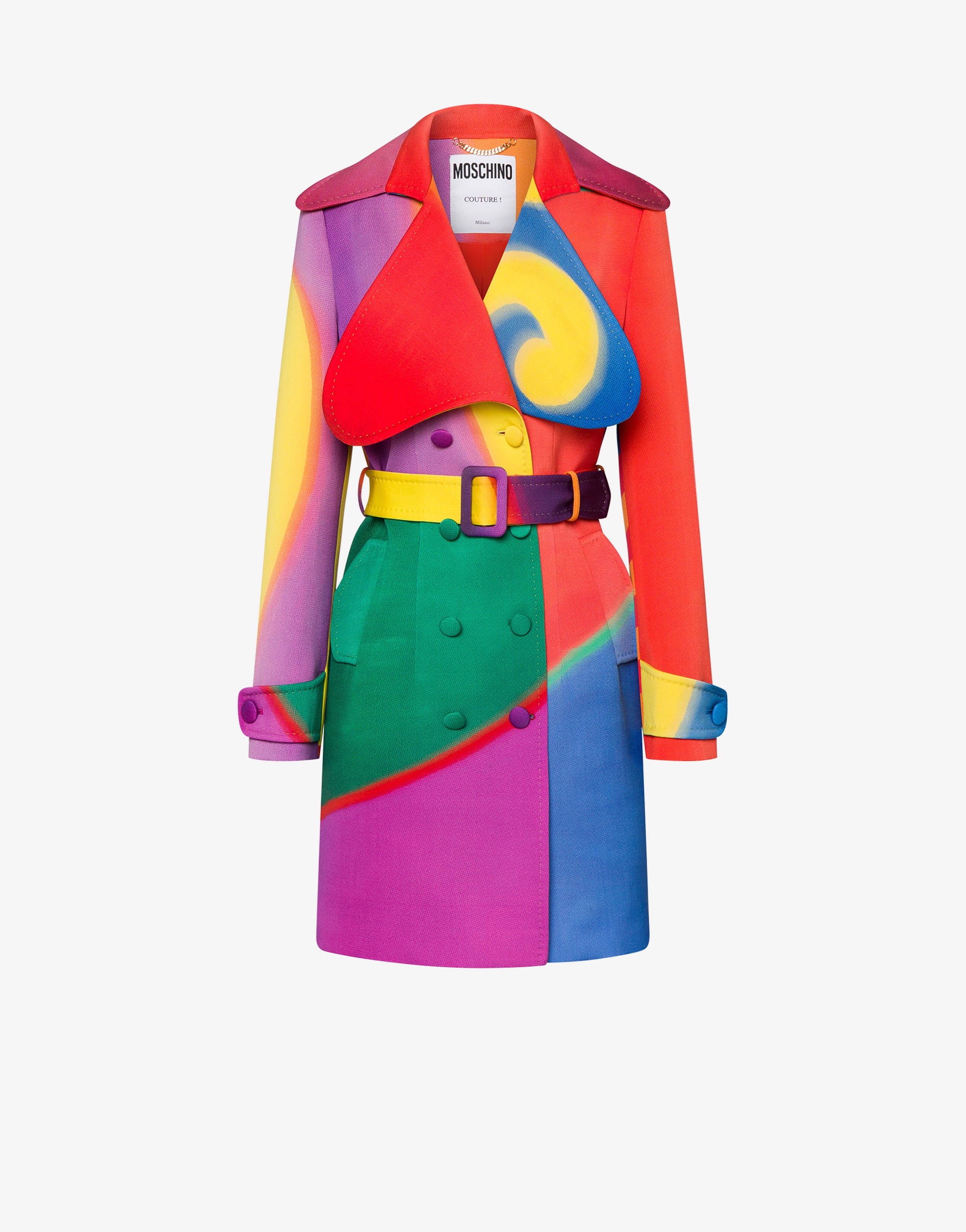 PROJECTION PRINT WOOL CANVAS TRENCH COAT - 1