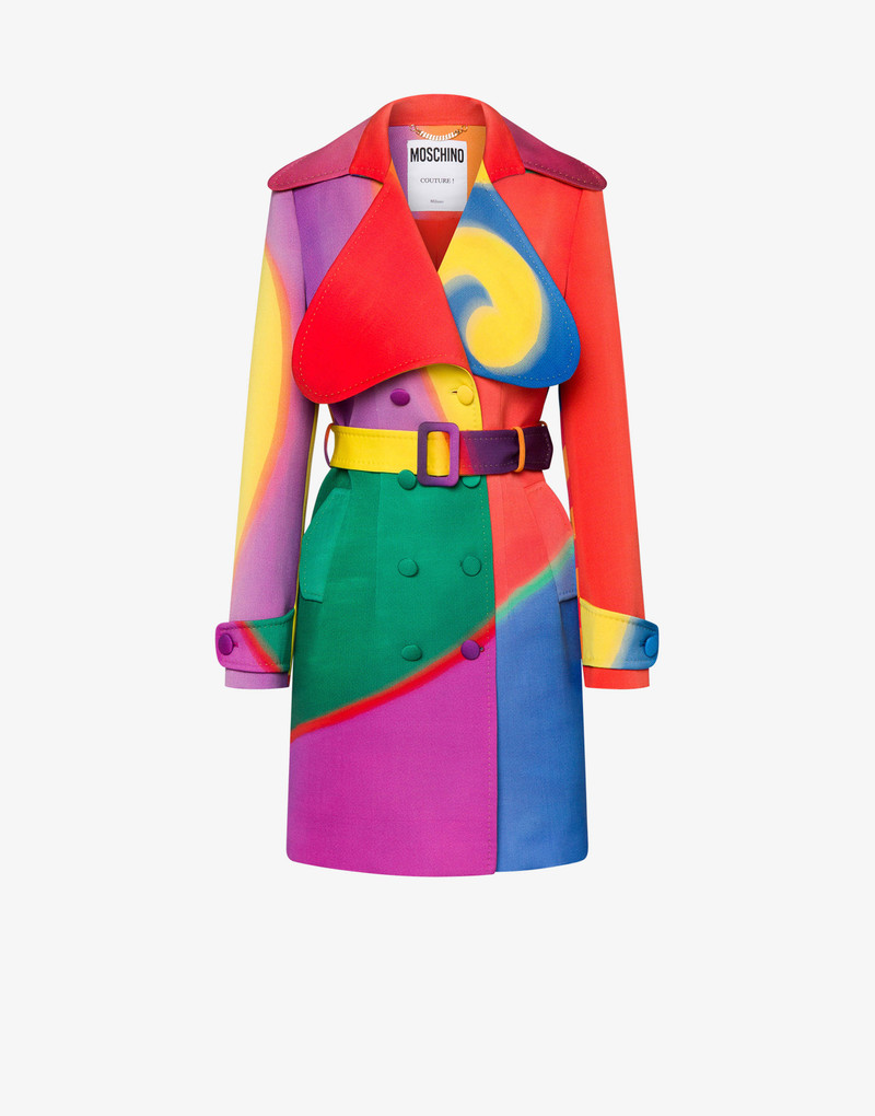 PROJECTION PRINT WOOL CANVAS TRENCH COAT 1