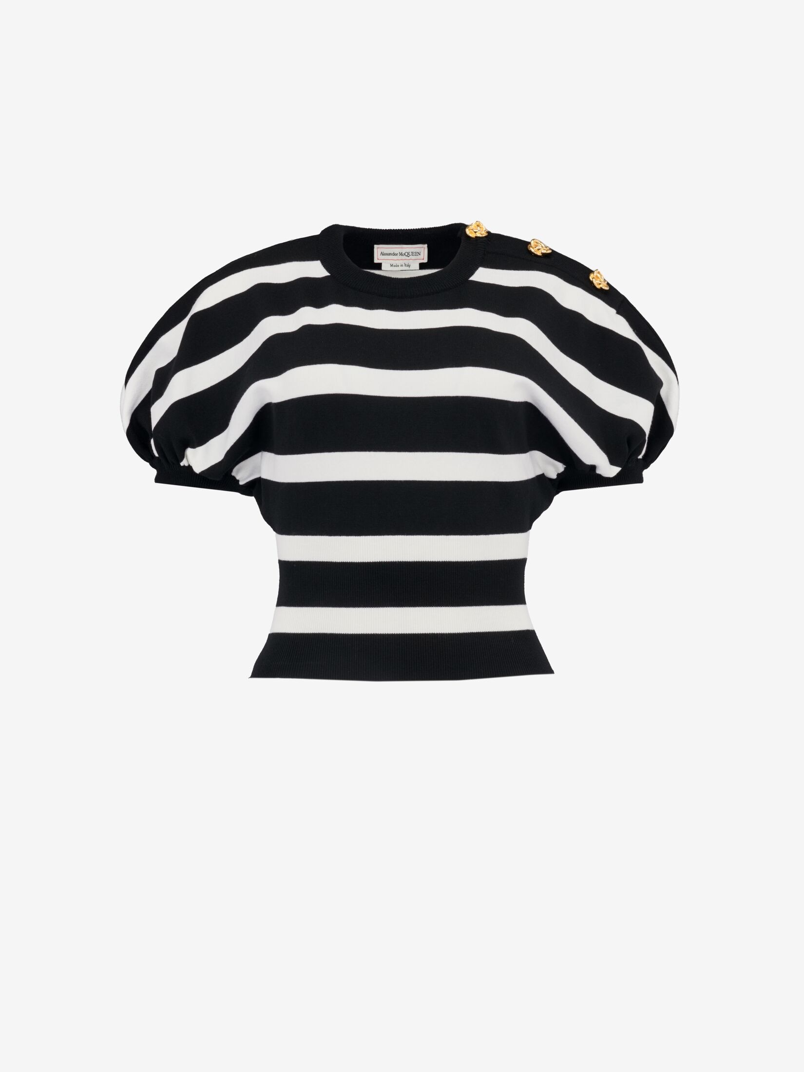 Women's Striped Cocoon Jumper in Black/ivory - 1