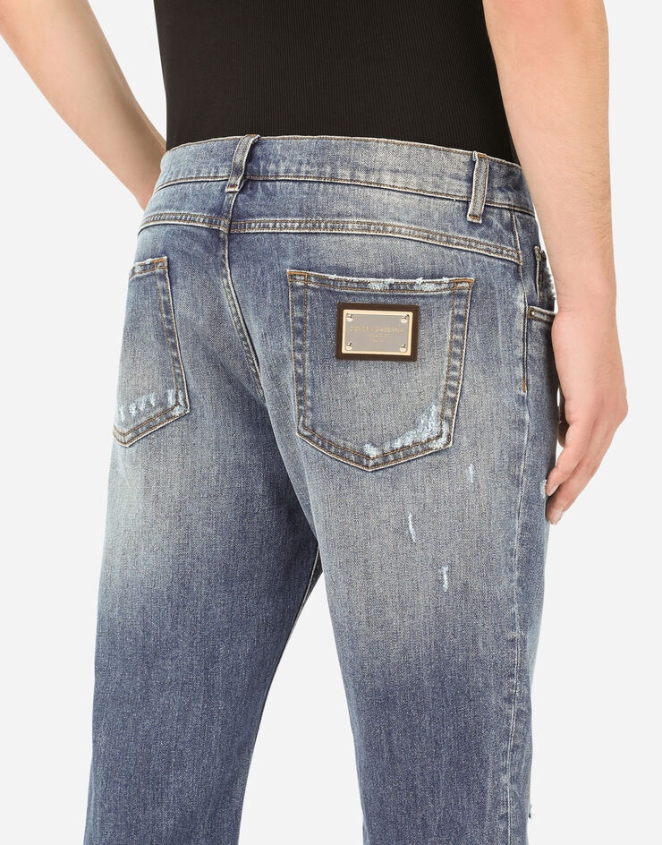 Regular-fit stretch jeans with small rips - 5