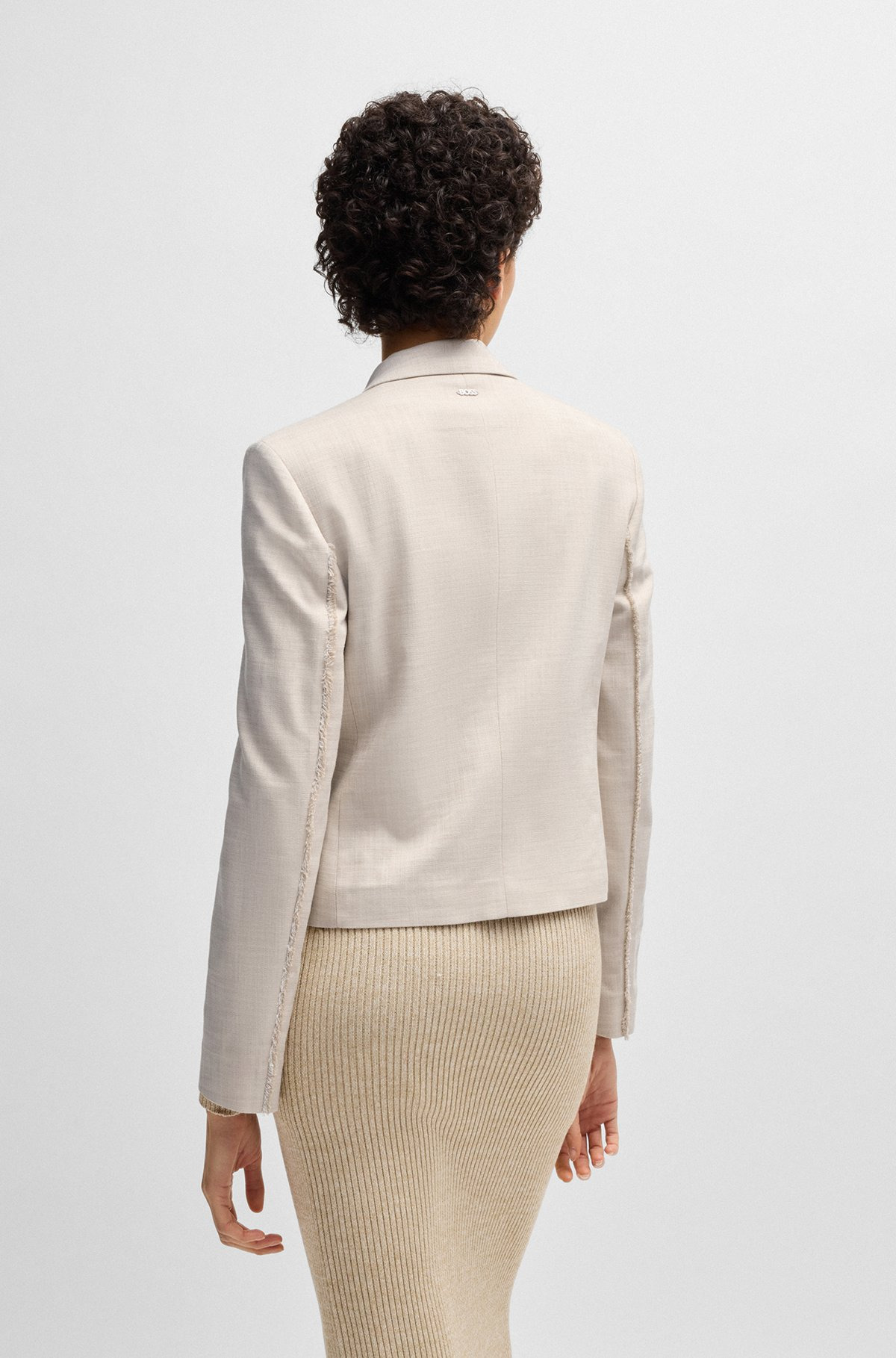 REGULAR-FIT BLAZER IN MELANGE STRETCH FABRIC - 4