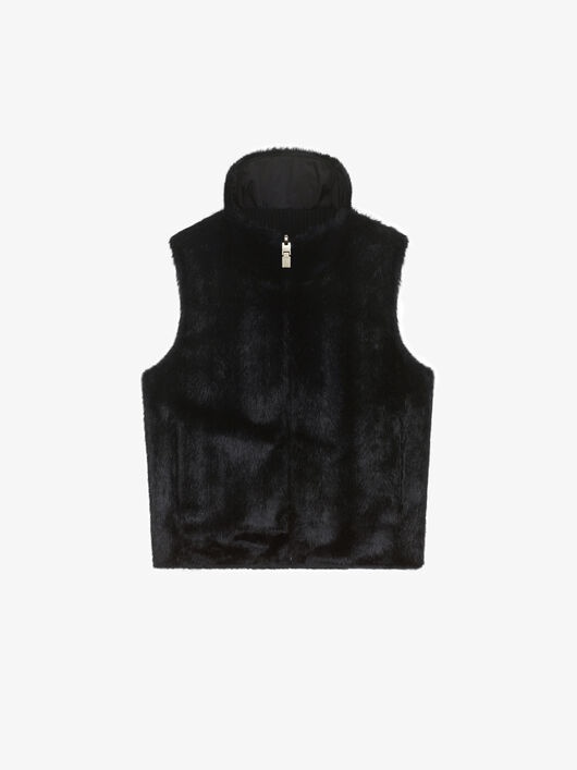 REVERSIBLE SLEEVELESS JACKET IN FAUX FUR AND NYLON - 4