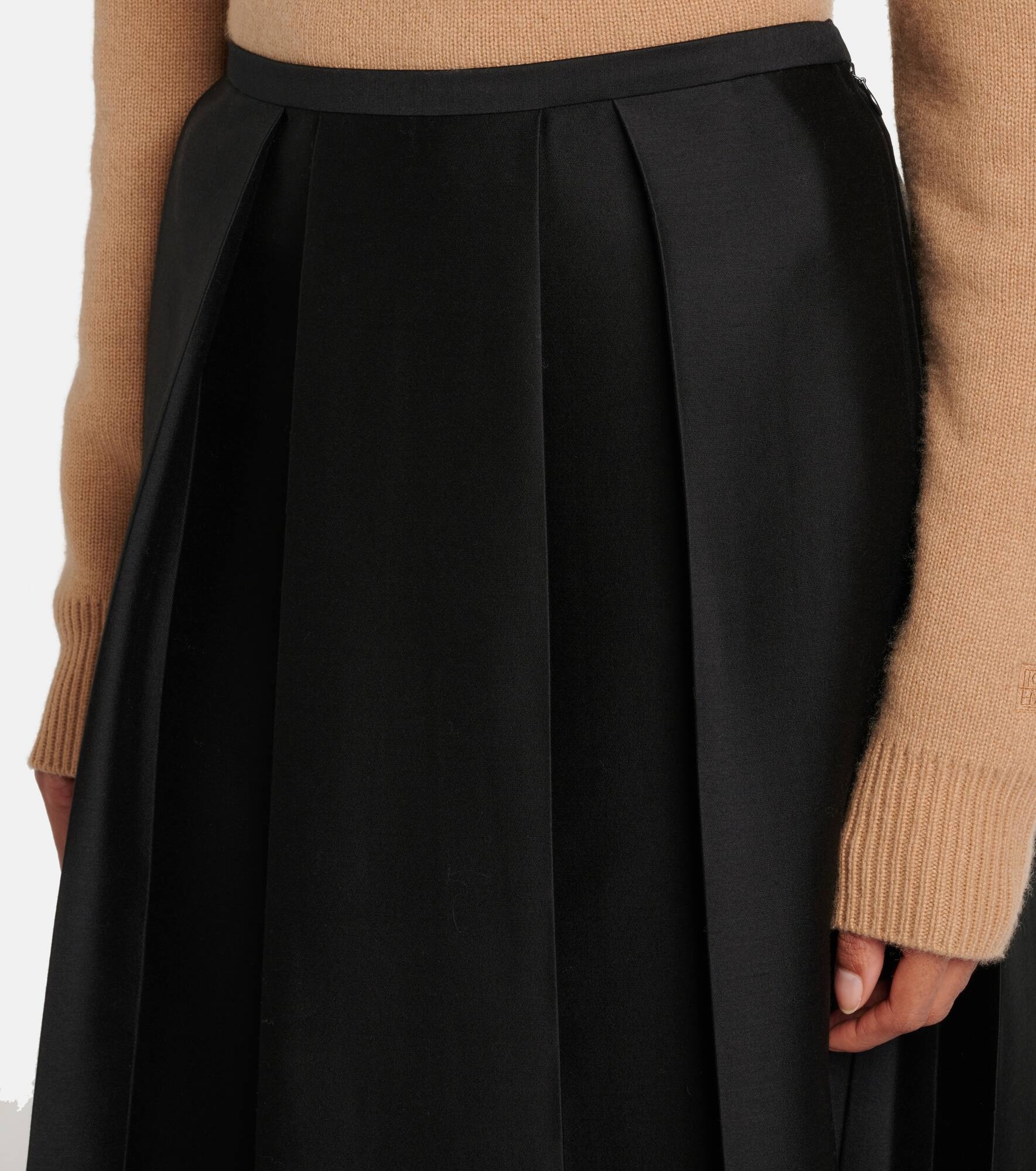 Pleated wool and silk midi skirt - 4