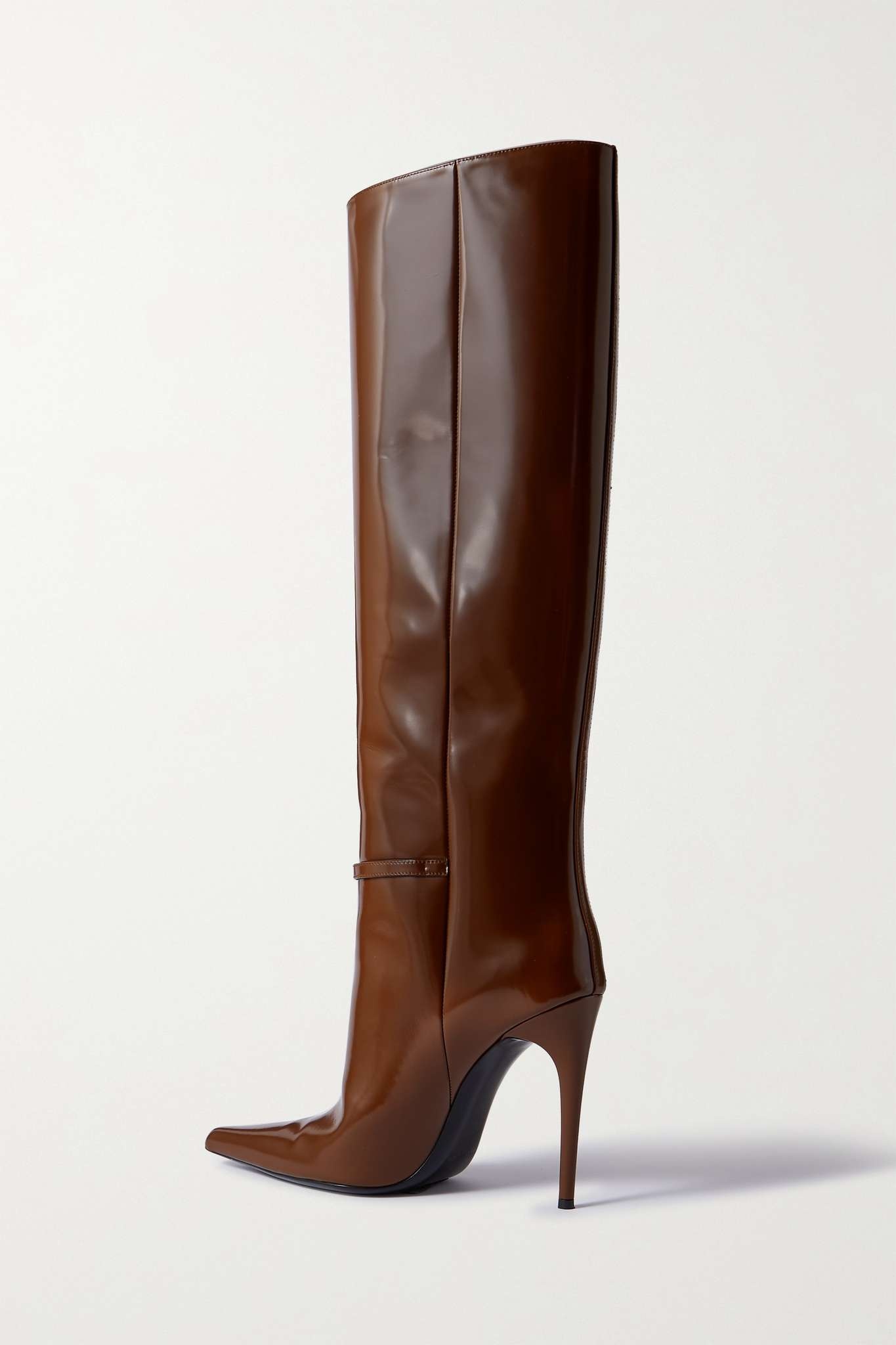 Vendôme buckled glossed-leather knee boots - 3