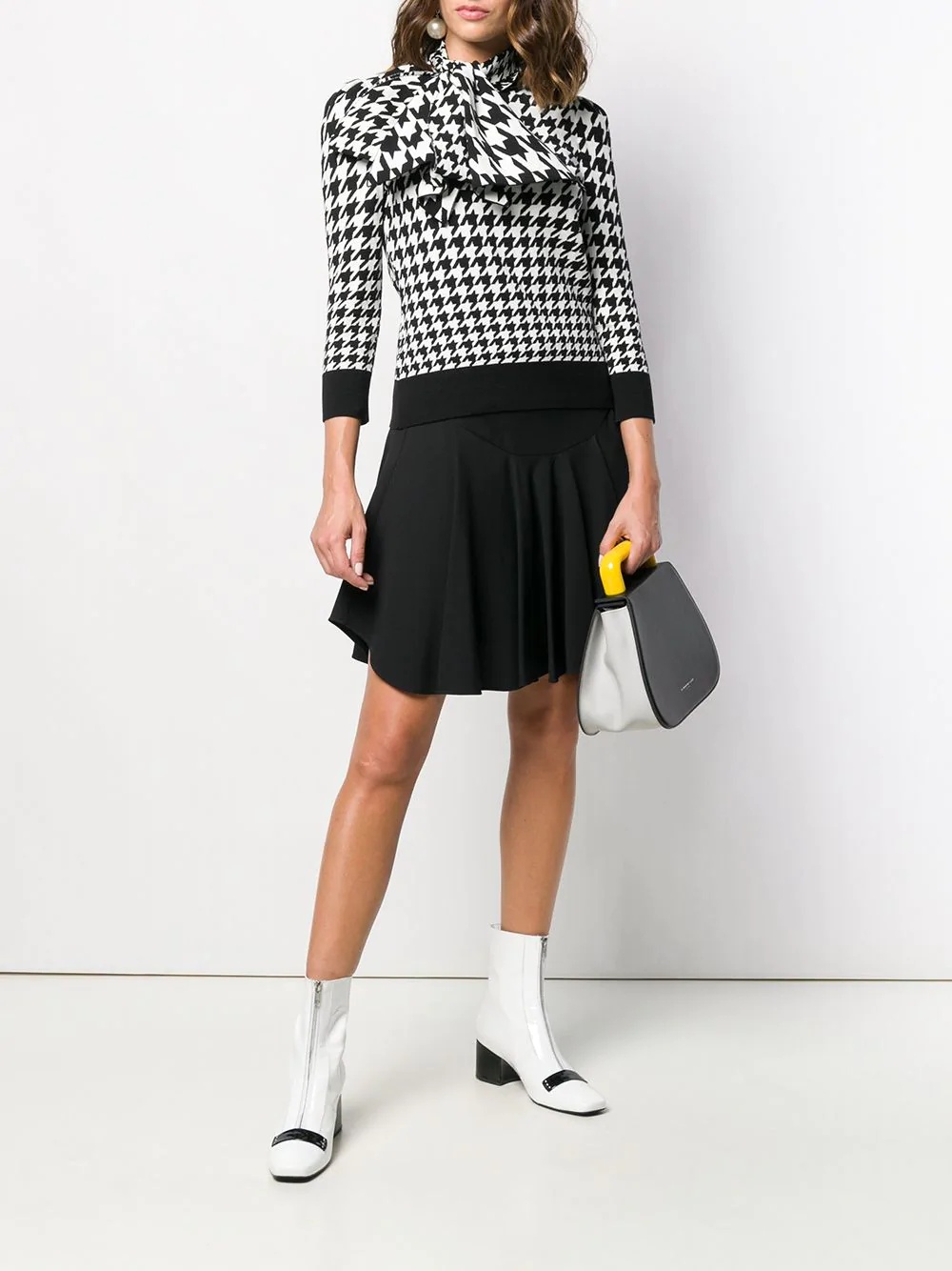 houndstooth bow jumper - 2