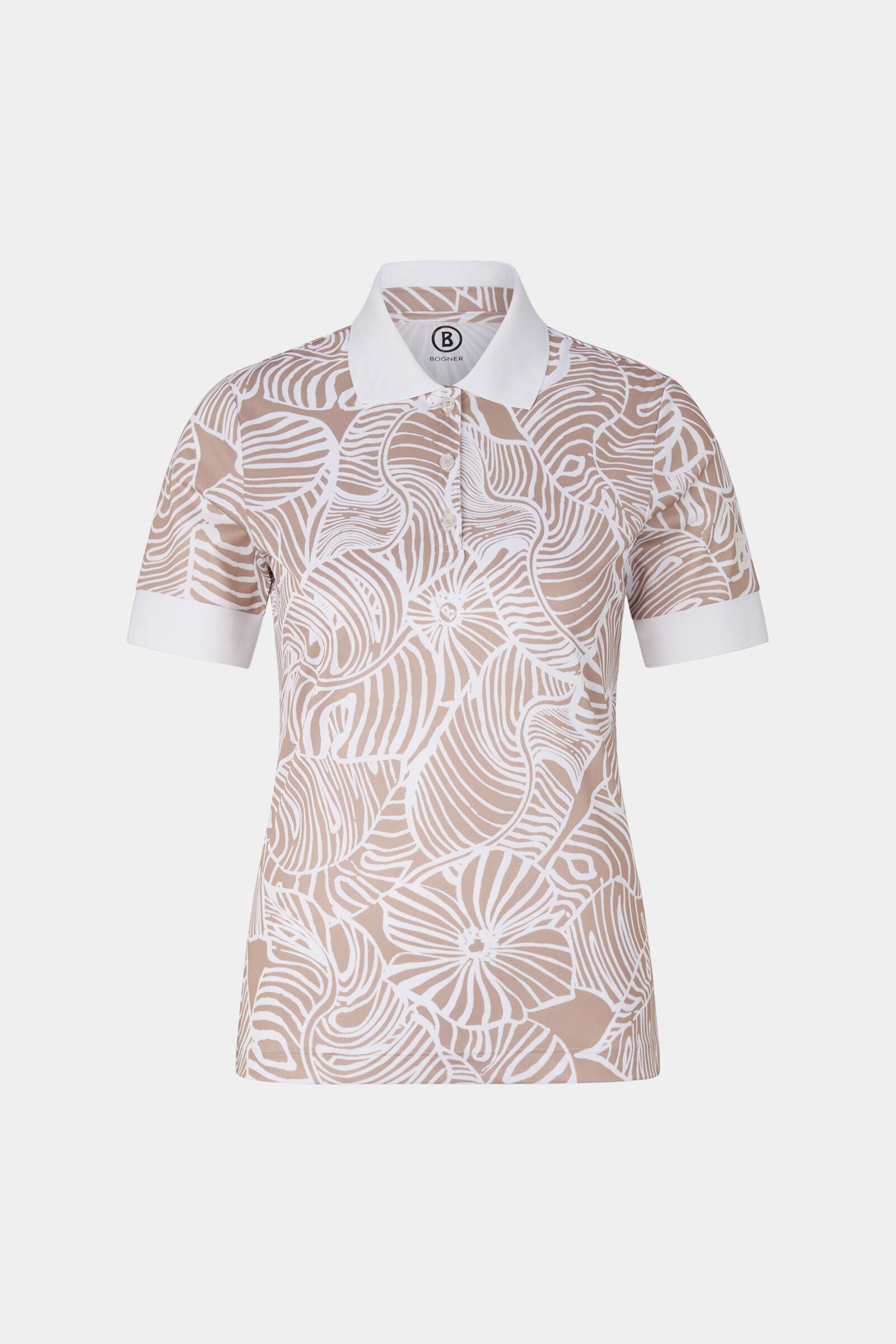 Deloris functional polo shirt in Beige/White - 1