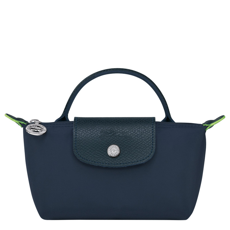 Le Pliage Green Pouch with handle Navy - Recycled canvas 1