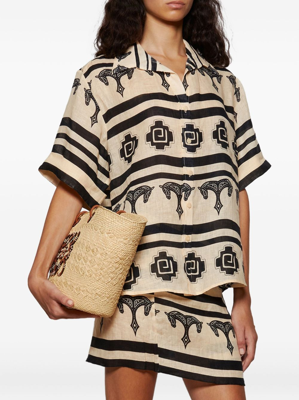 La Creciente horse-print striped shirt - 3