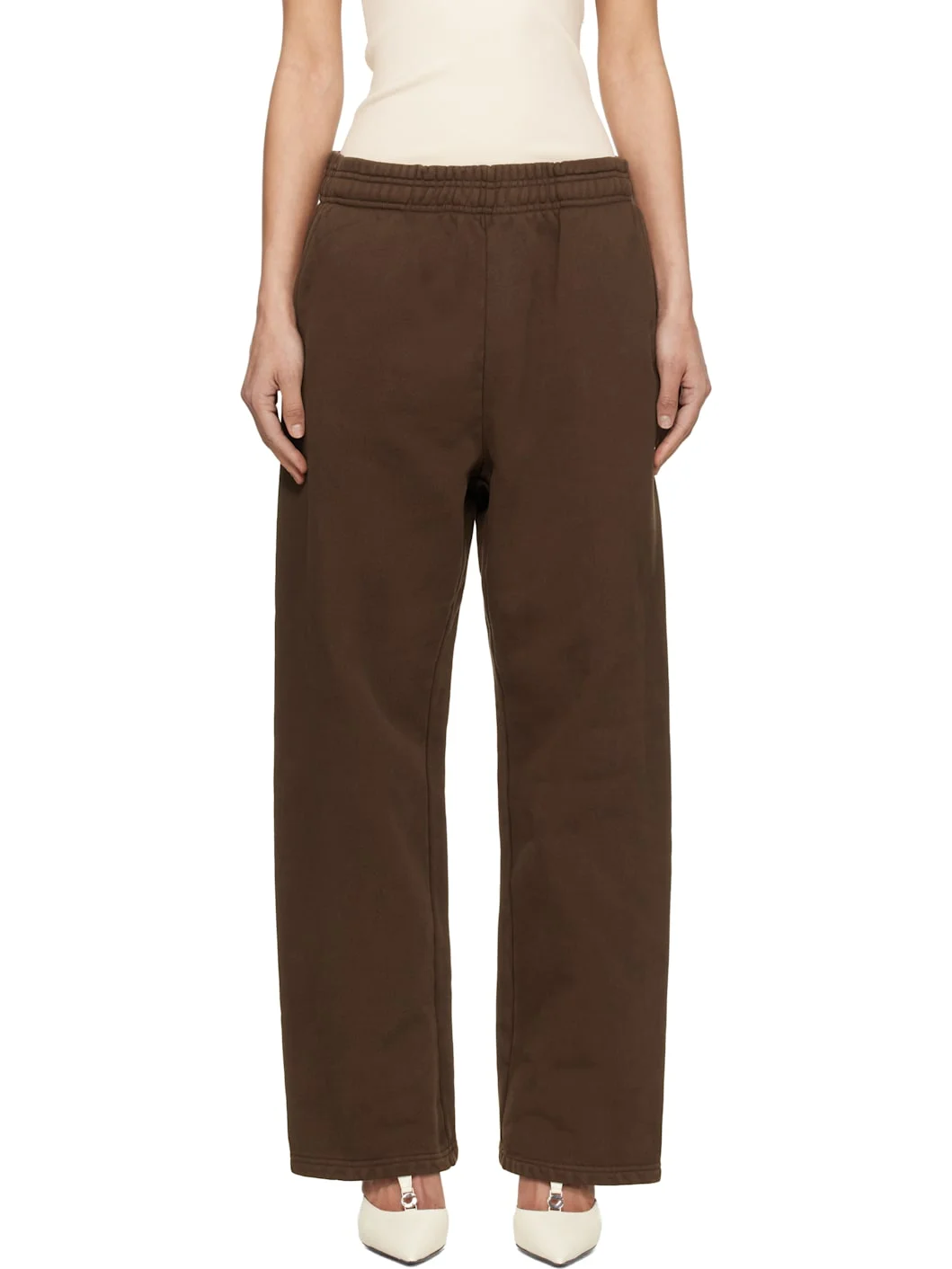 Brown Straight Leg Sweatpants - 1