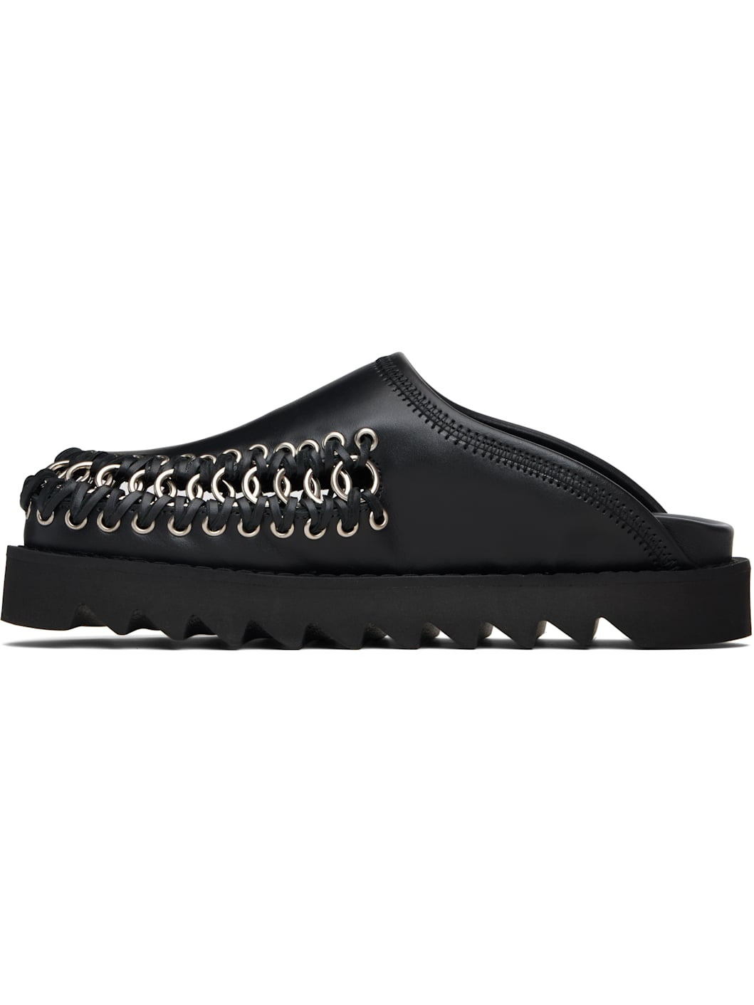 Black Hoop Detail Slip-on Loafers - 3